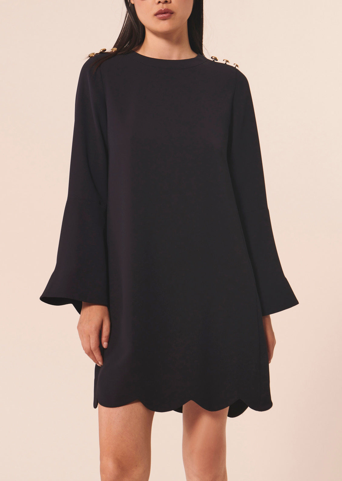 Robe Ruoda bleu nuit en crêpe Faume - seconde main