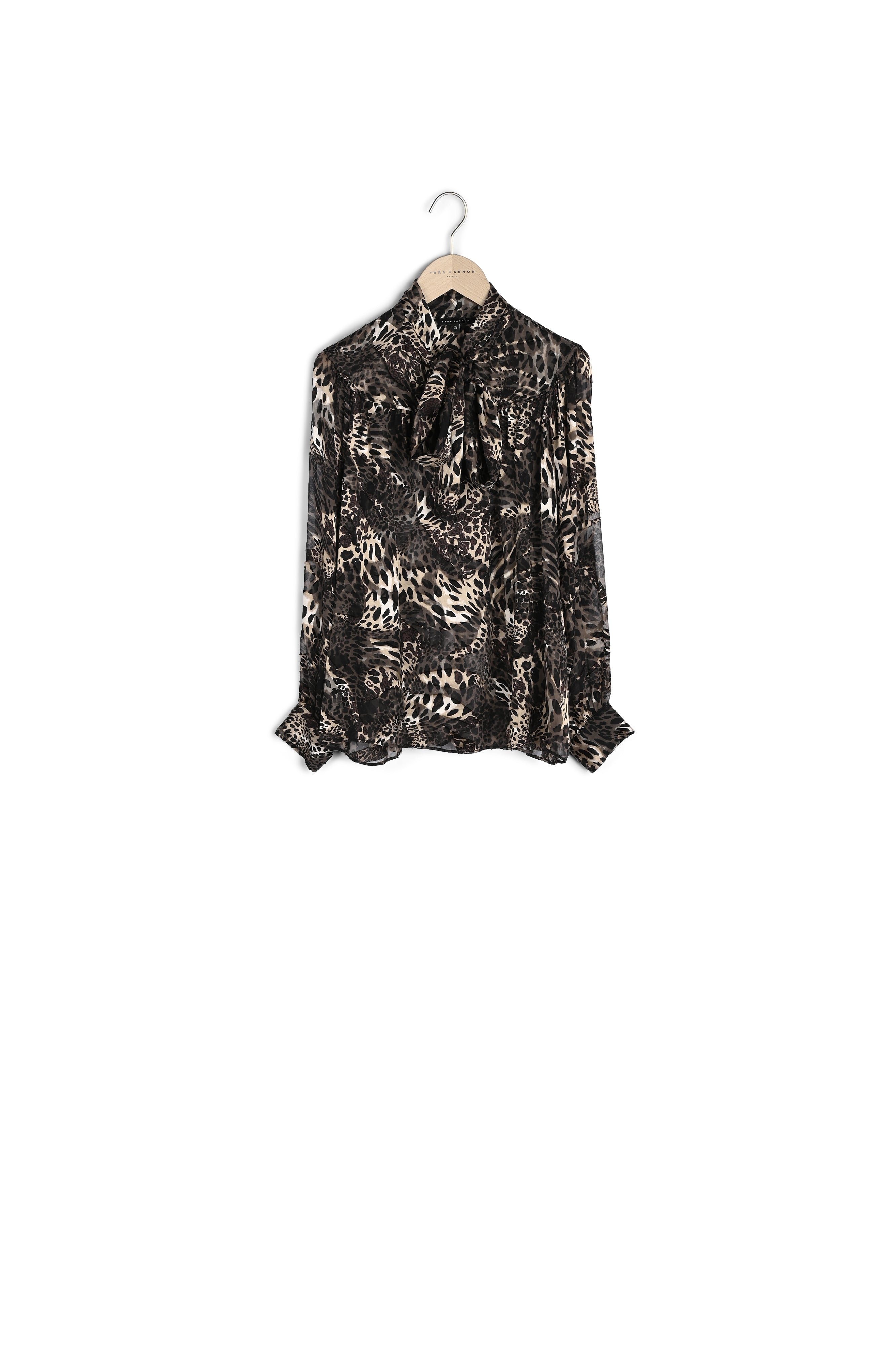 Blouse lavallière Titien imprimé dévoré animal sur viscose de soie Faume - seconde main