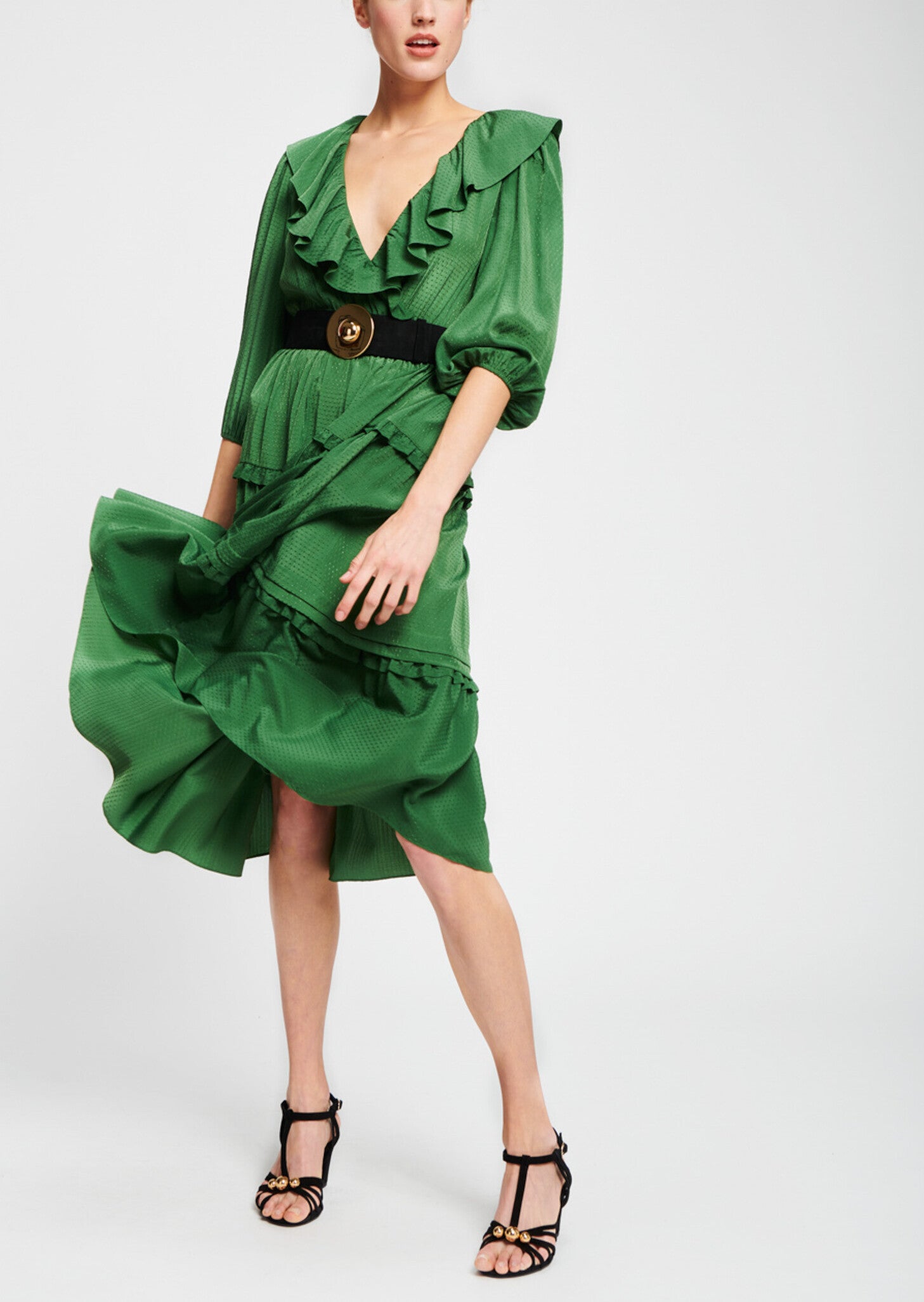 Robe verte à volants Faume - seconde main