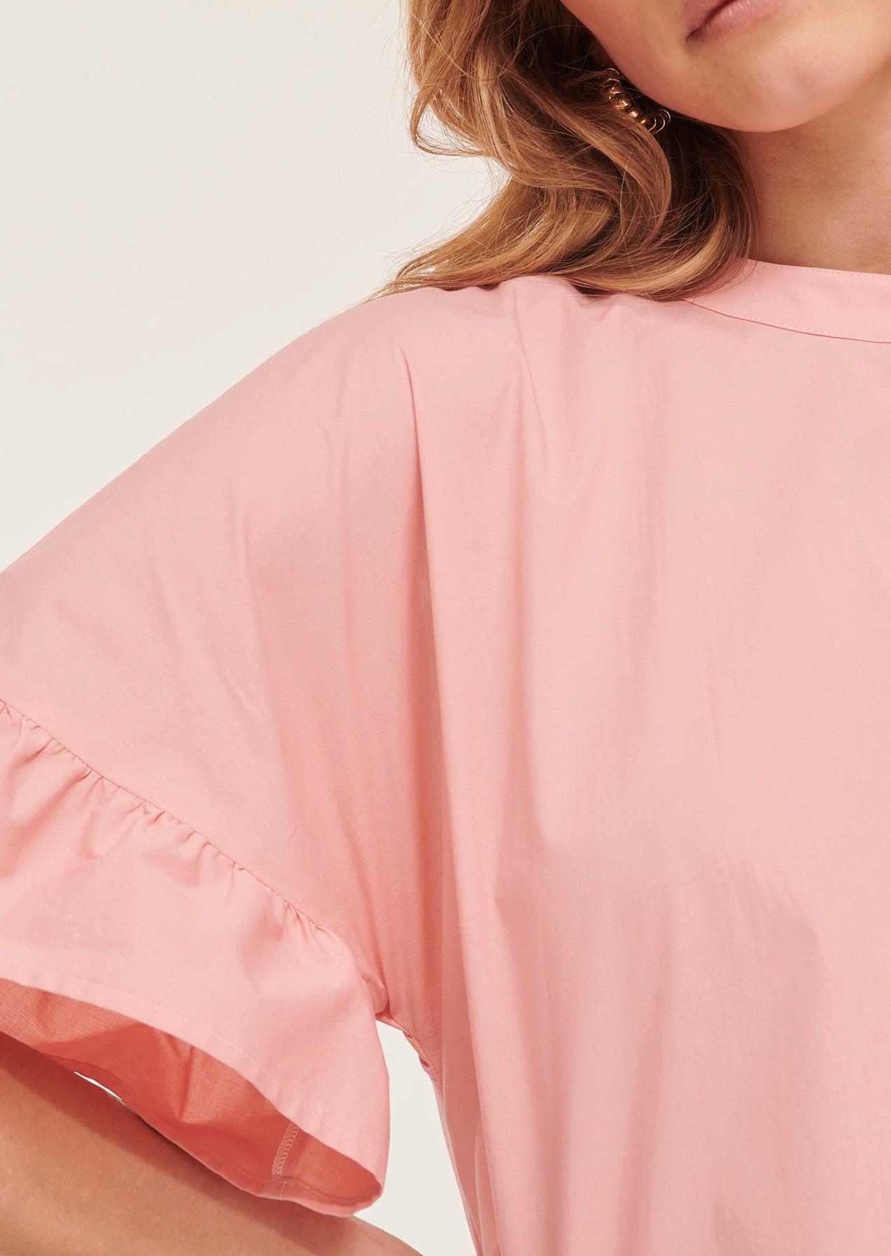 Robe courte Rekia rose pâle en popeline Faume - seconde main