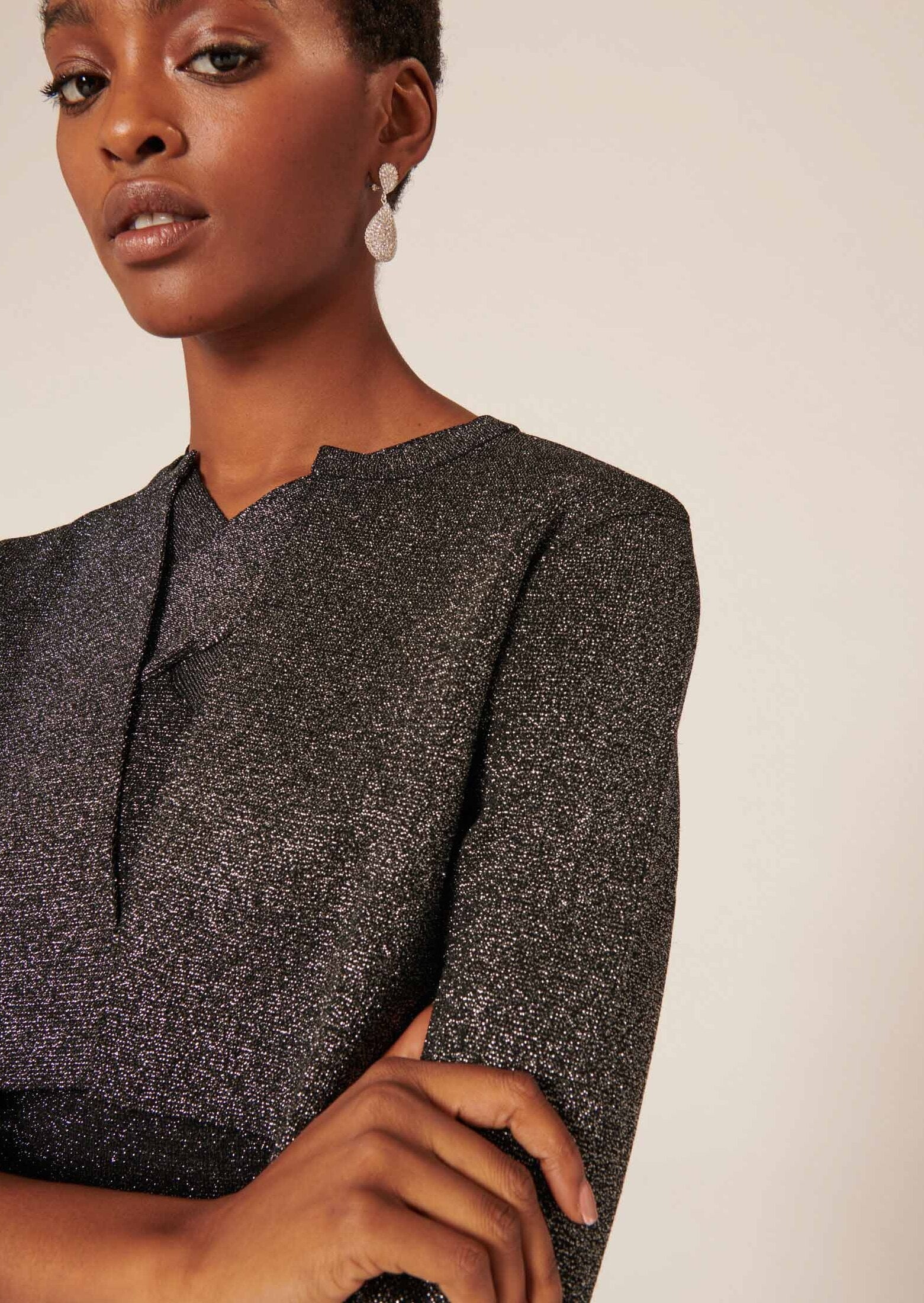 Gilet Groom noir en maille compacte lurex Faume - seconde main