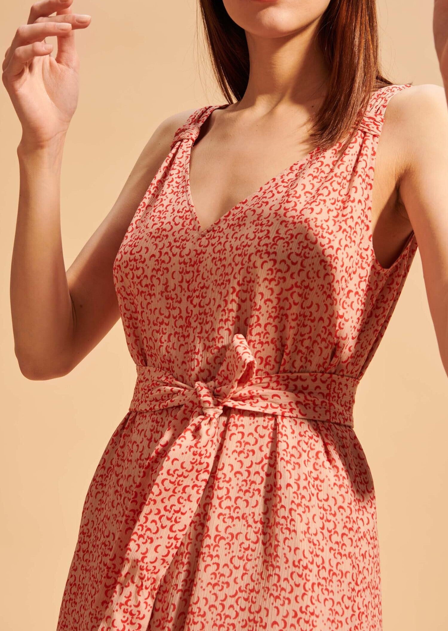 Robe champagne Raiha imprimé lunes rouges Faume - seconde main