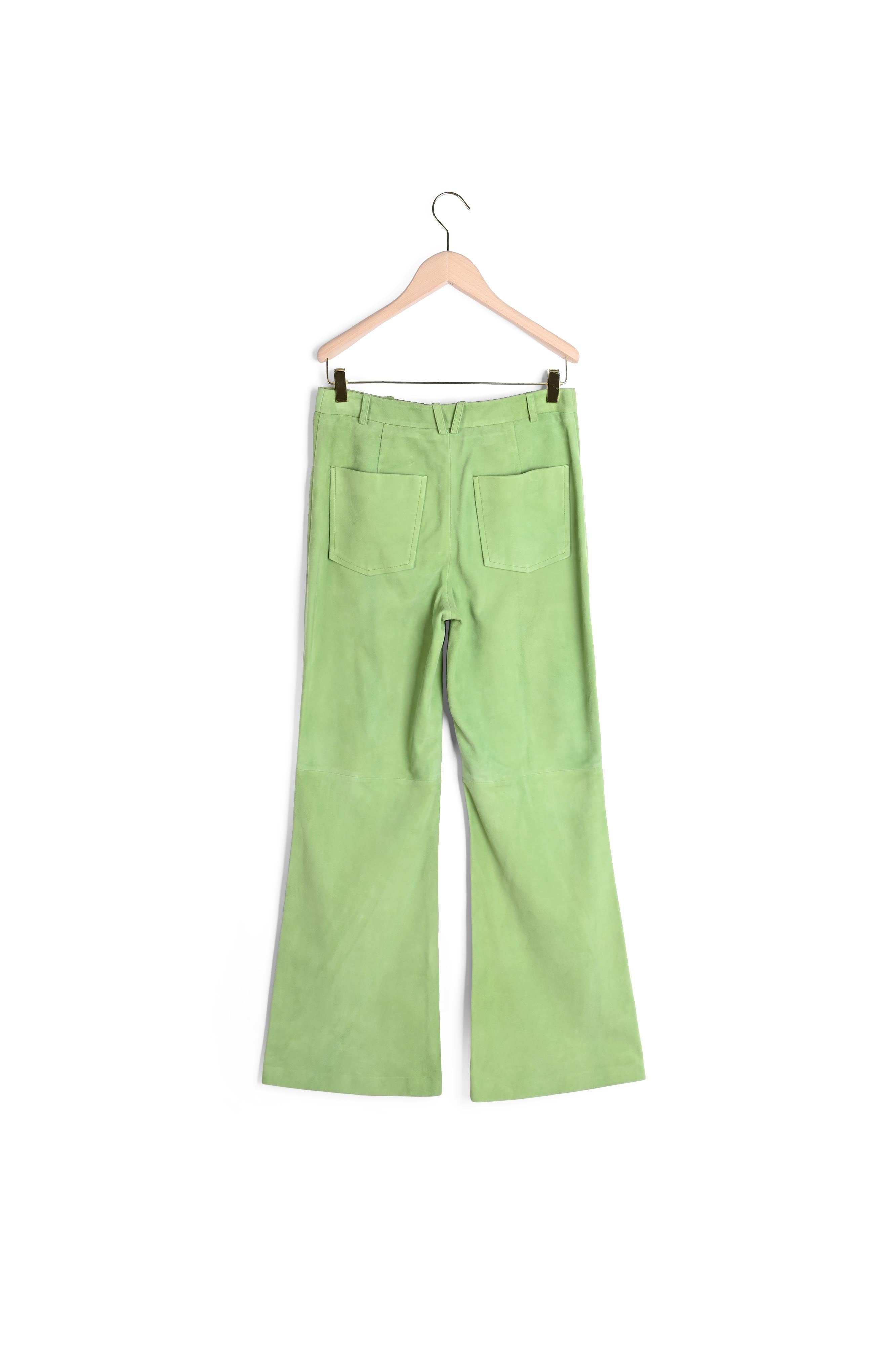 Pantalon Prosperi vert kaki en cuir suédine Faume - seconde main