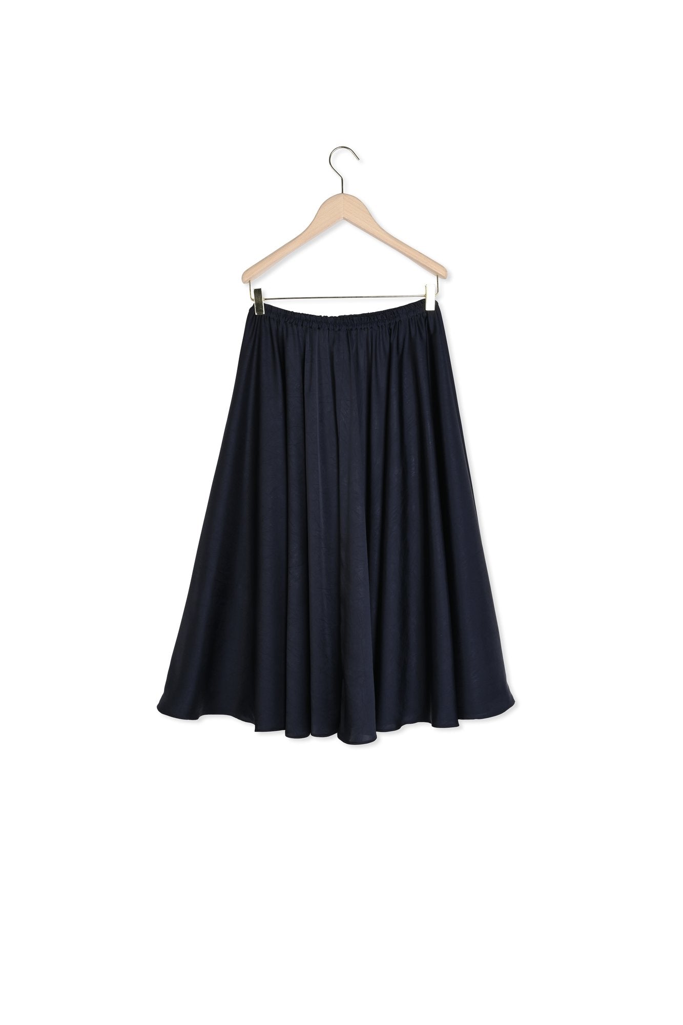 Jupe longue Jolande bleu nuit en satin crinkle Faume - seconde main