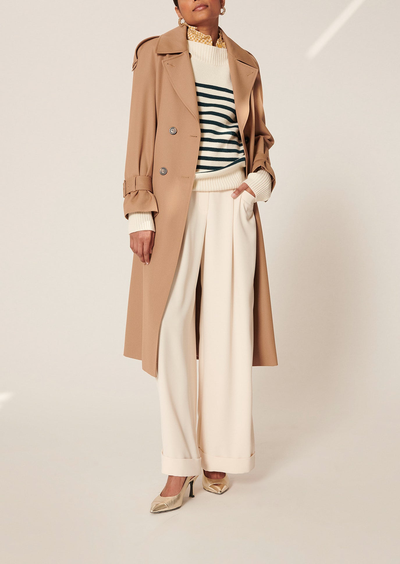Trench-coat Ivan beige en gabardine de coton Faume - seconde main