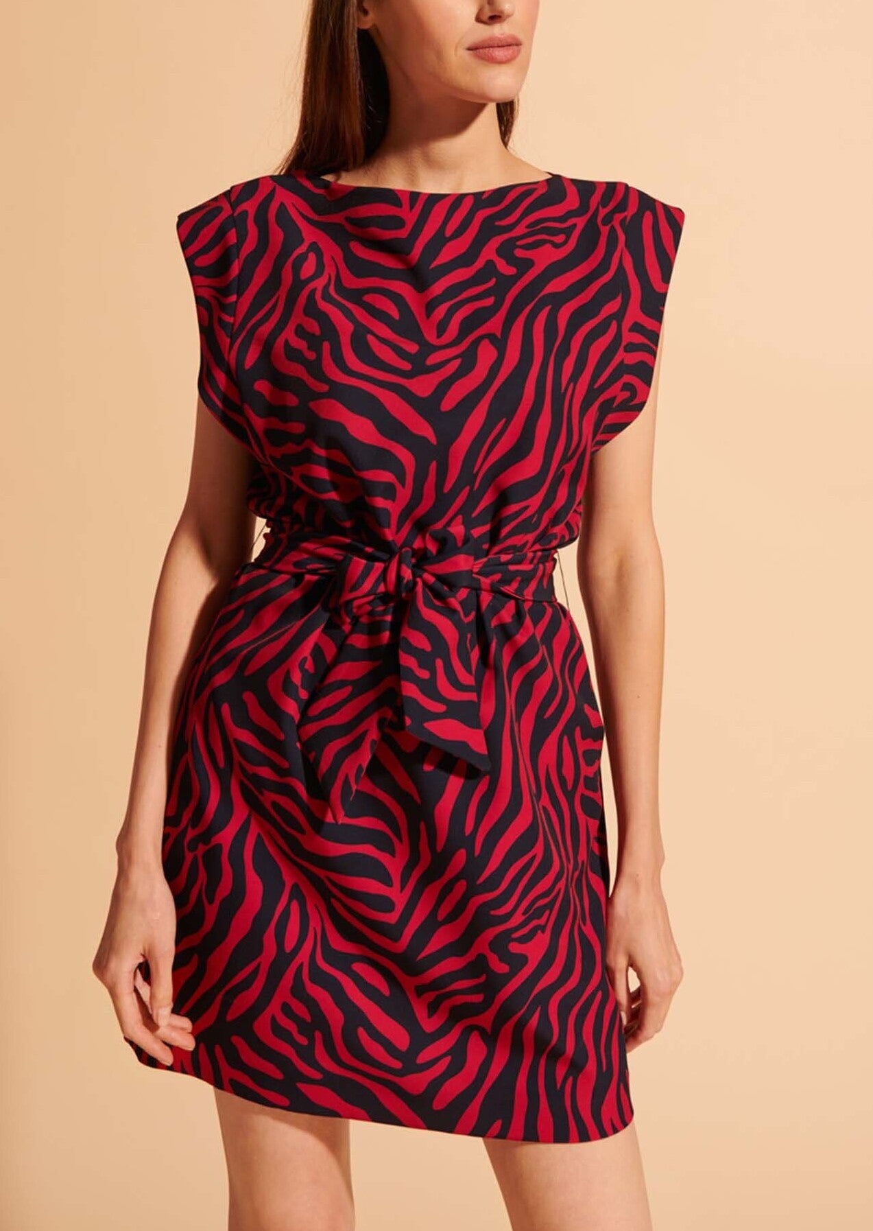 Robe Roisin imprimé zèbre bleu nuit et bordeaux Faume - seconde main