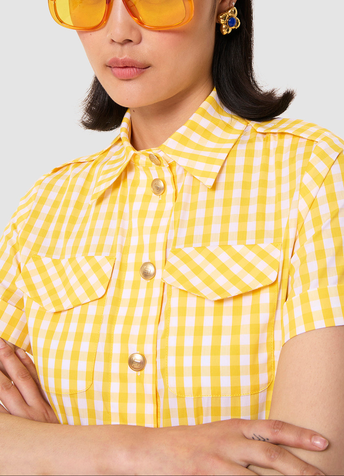 Top jaune en vichy Taormina Faume - seconde main