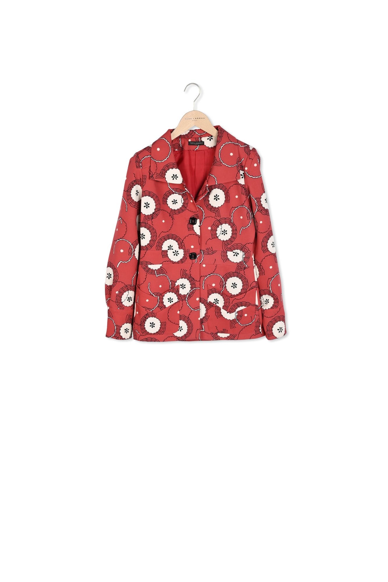 Veste Voguer rouge imprimé fleurs 70's Faume - seconde main