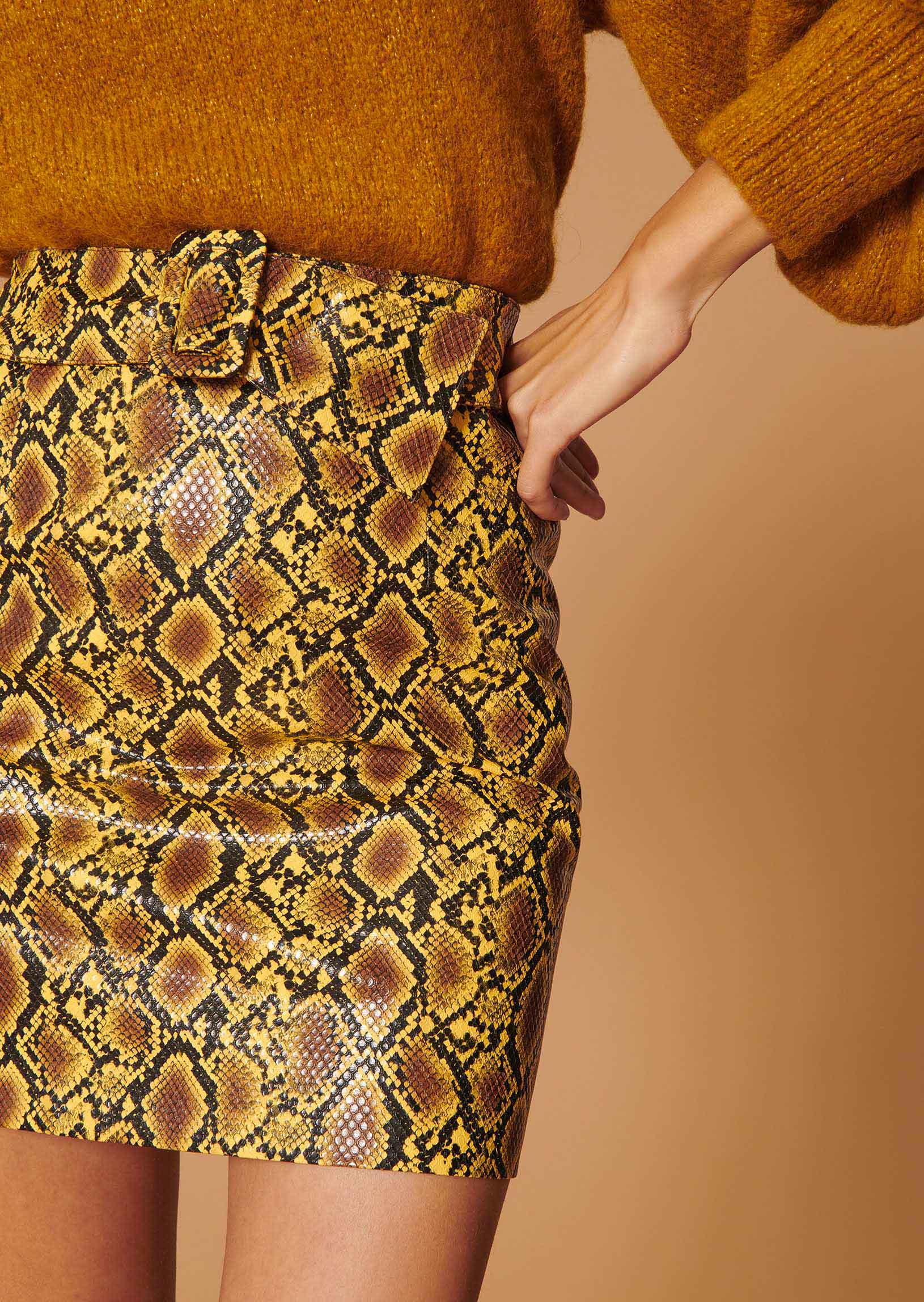 Jupe Jackpot jaune motif python Faume - seconde main