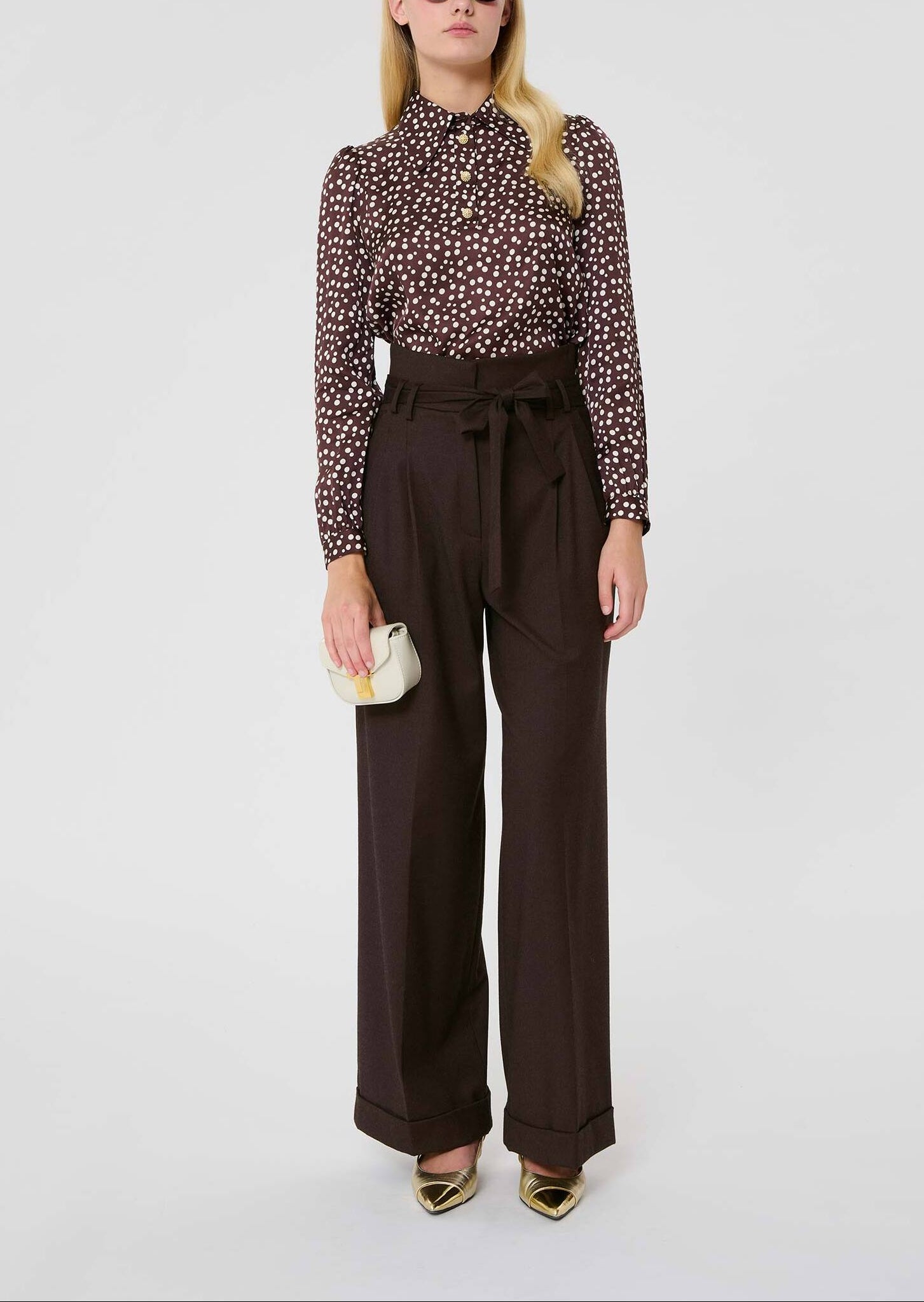 Pantalon marron en flanelle Pia Faume - seconde main