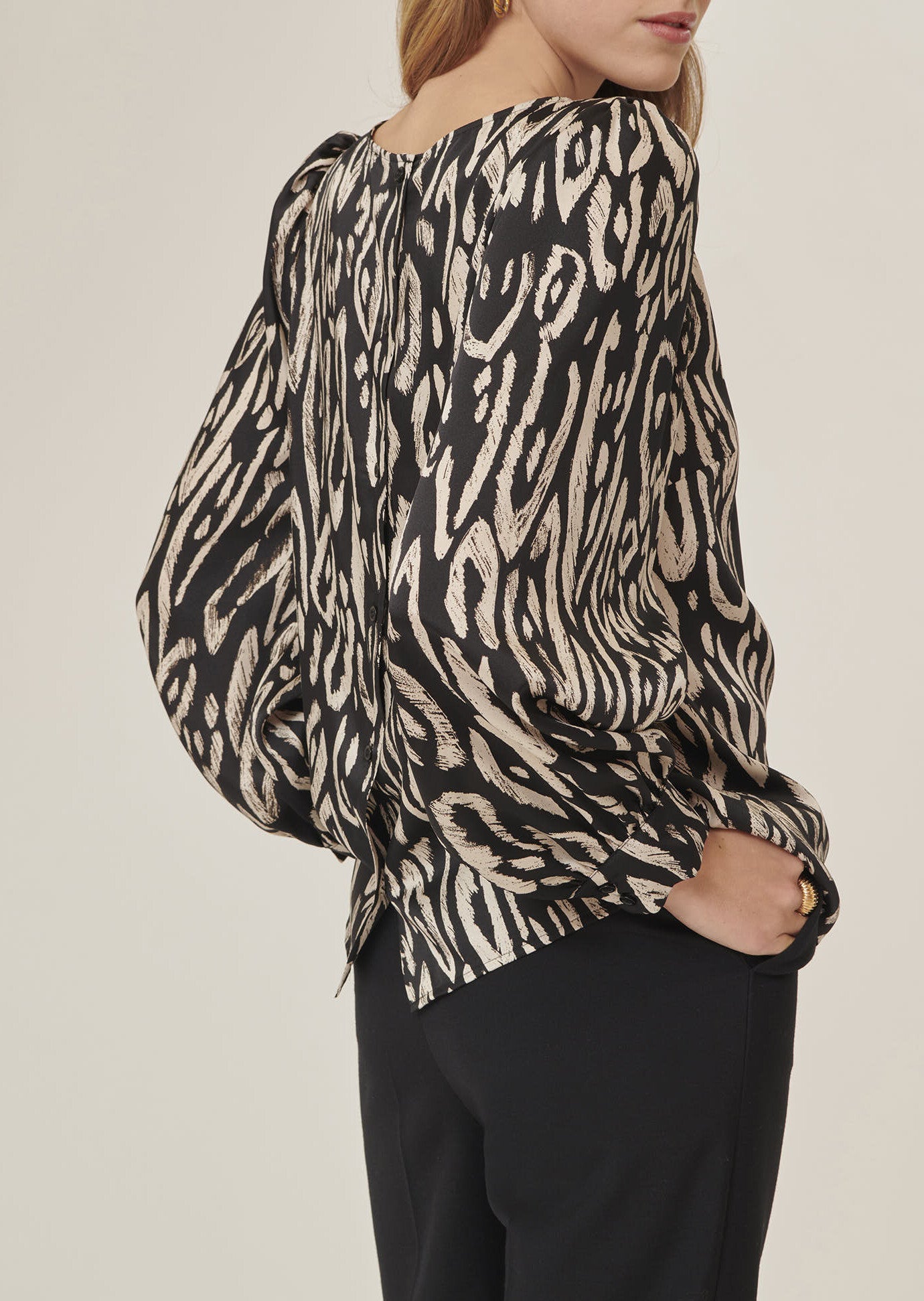 Top Tonina noire imprimé graphique léopard Faume - seconde main