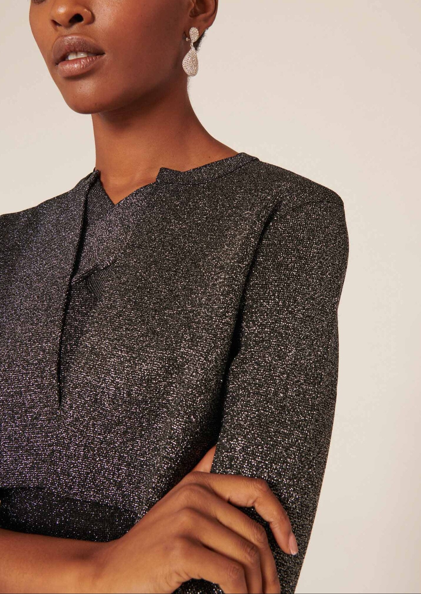 Gilet Groom noir en maille compacte lurex Faume - seconde main