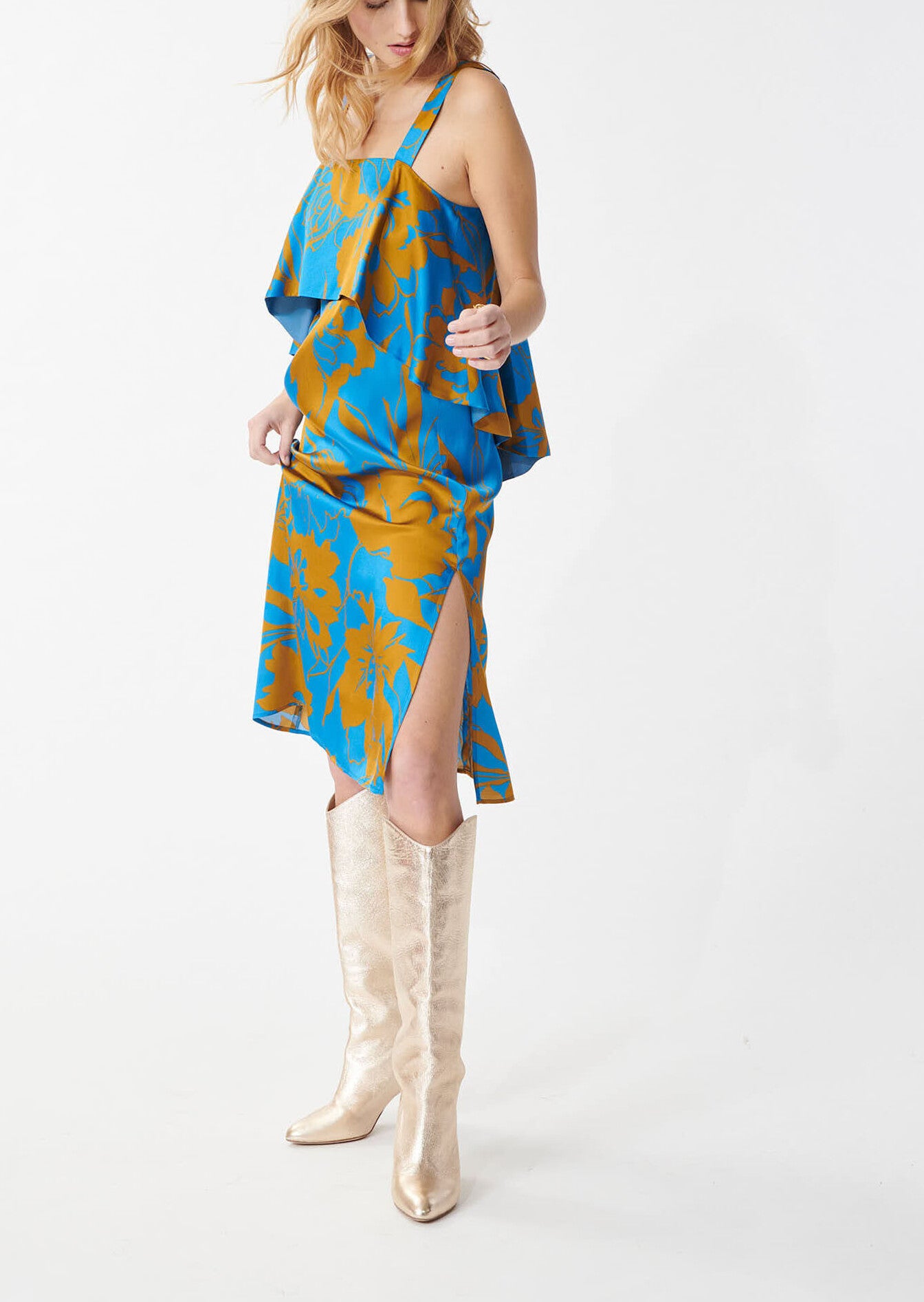 Robe Riisi mordorée imprimé maxi fleurs en viscose Faume - seconde main