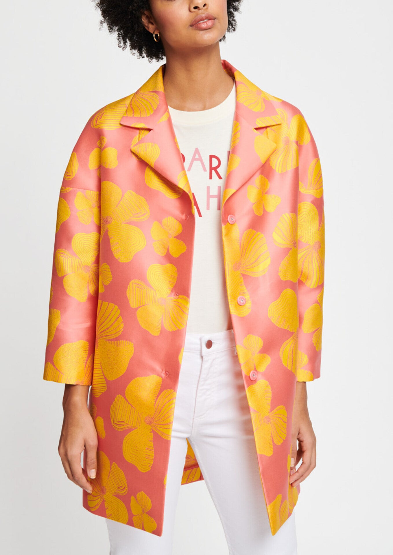 Manteau en jacquard floral vieux rose Faume - seconde main