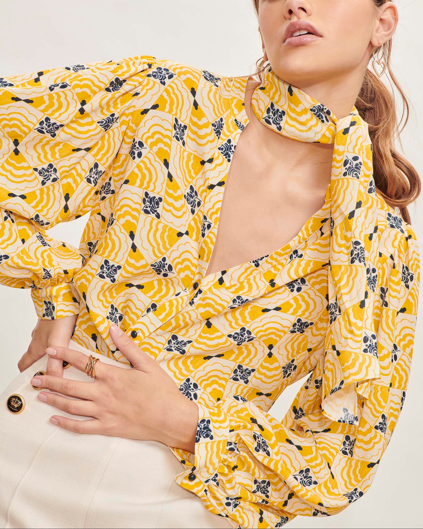 Chemise Constanza jaune imprimé fleuri Faume - seconde main