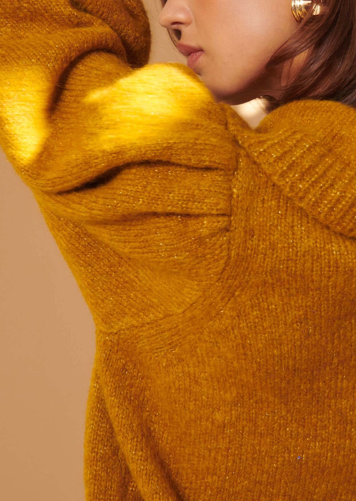 Pull Pompon jaune en laine et alpaga Faume - seconde main