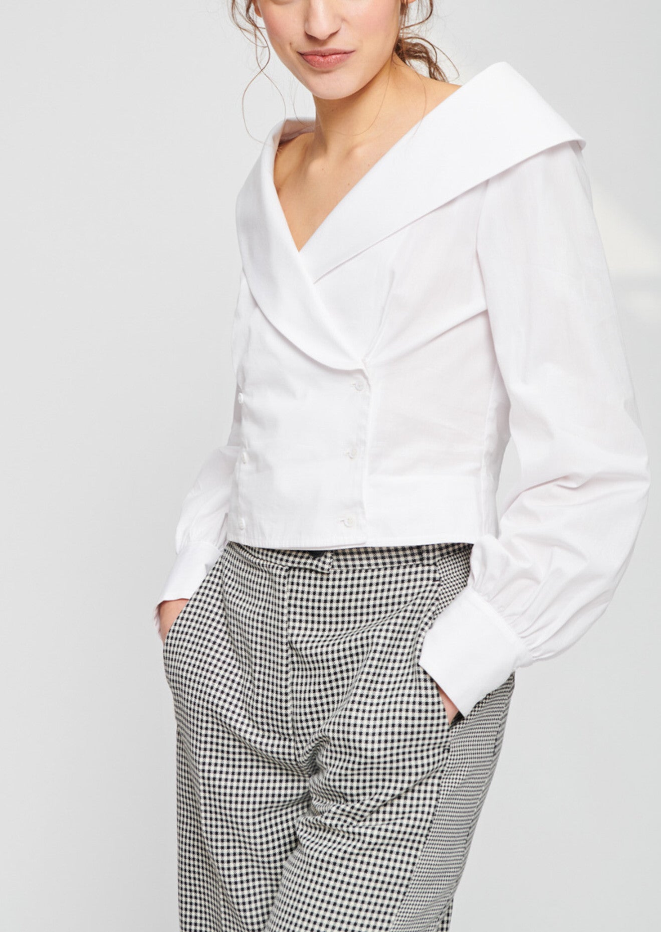 Blouse blanche en popeline Faume - seconde main