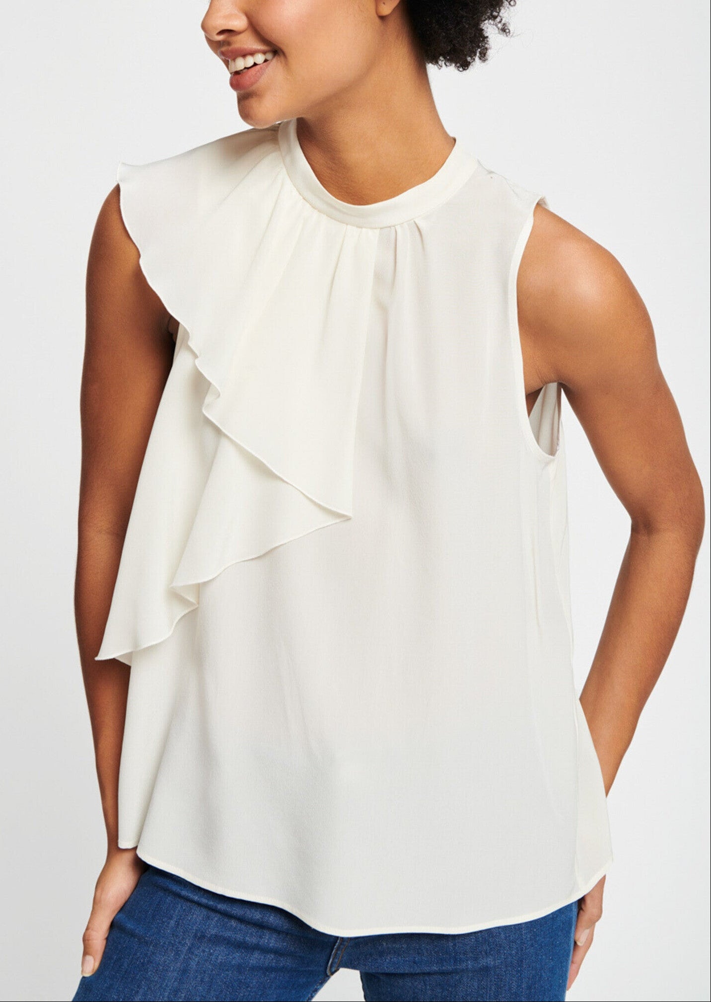 Top sans manches écru en crêpe de soie Faume - seconde main