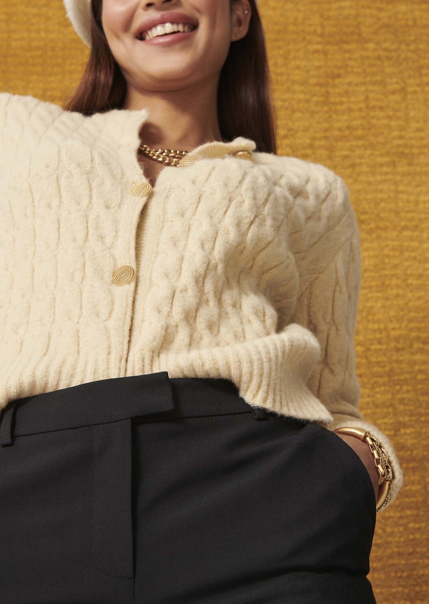 Pantalon Patti noir en laine tailleur Faume - seconde main