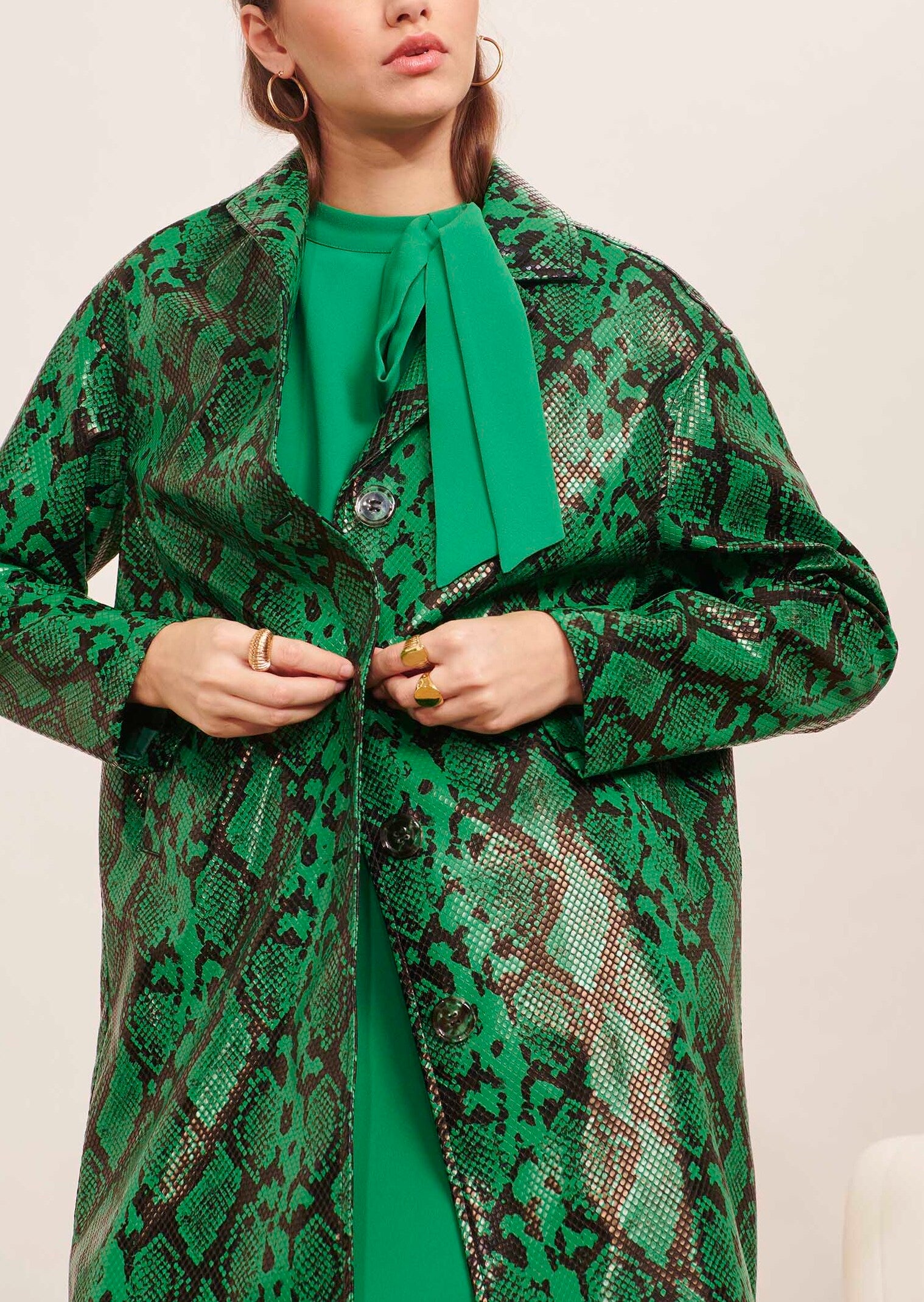 Manteau Manray vert motif python Faume - seconde main