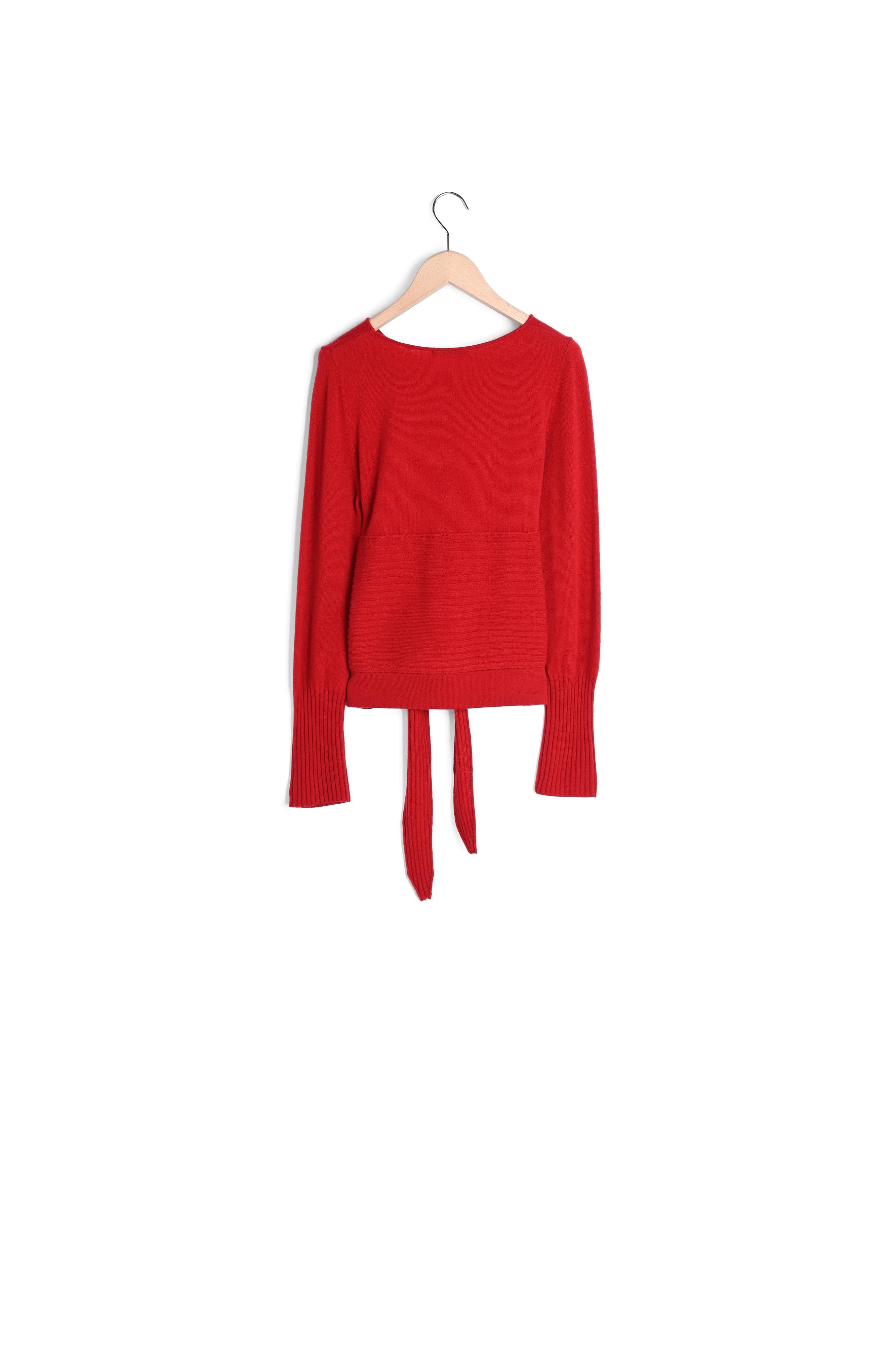 Pull Polydore rouge en laine mérinos Faume - seconde main