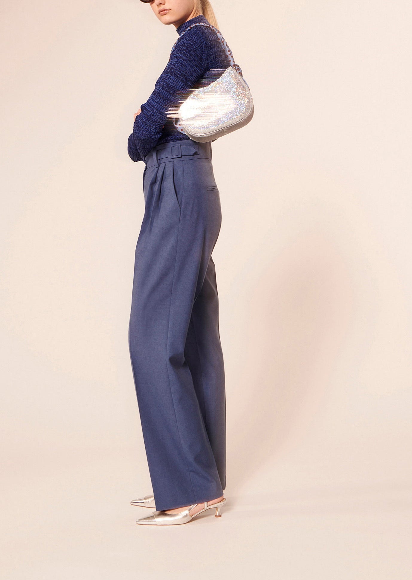 Pantalon Peace bleu en laine Faume - seconde main