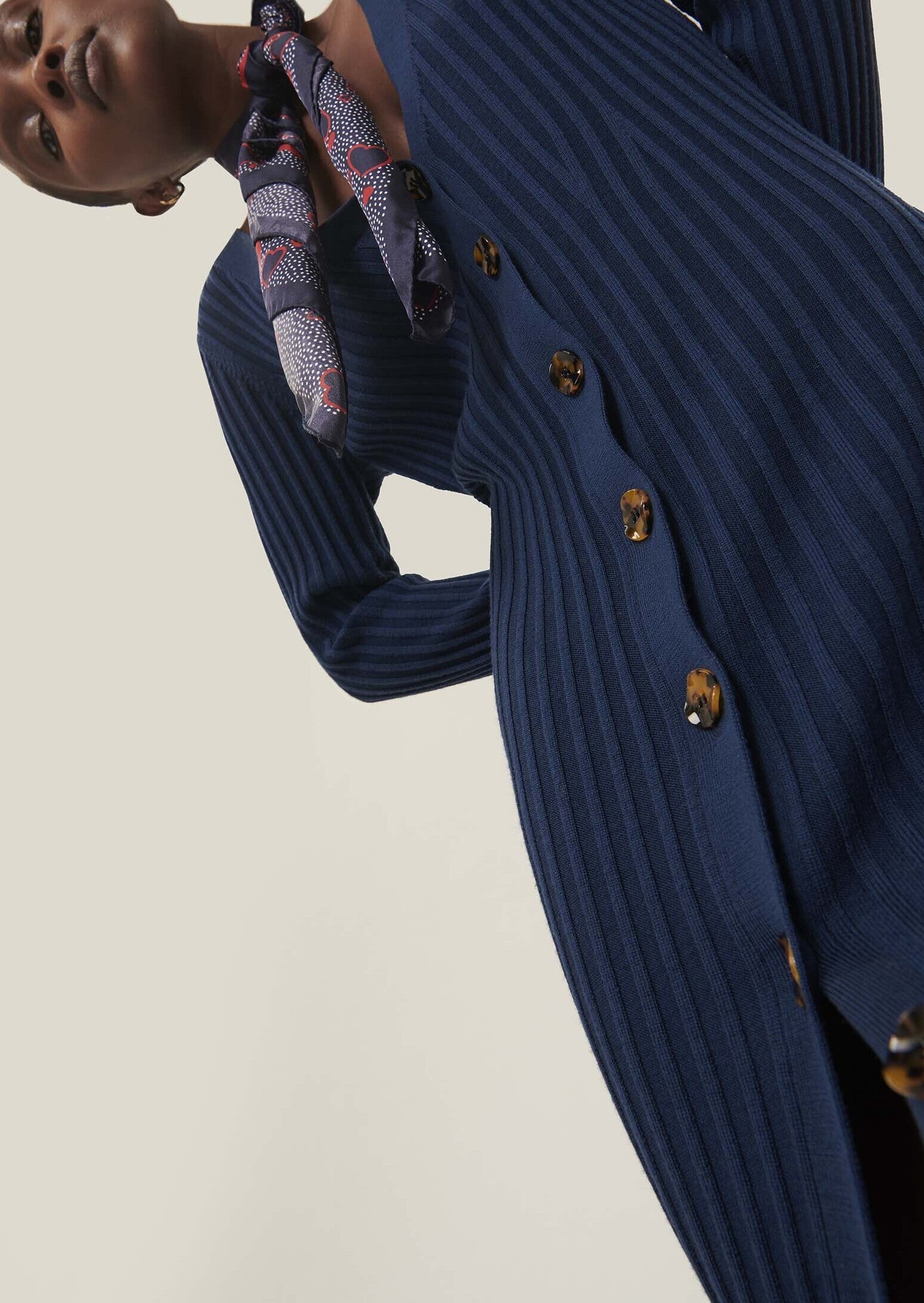 Robe Rydel bleu indigo en merinos extrafin Faume - seconde main