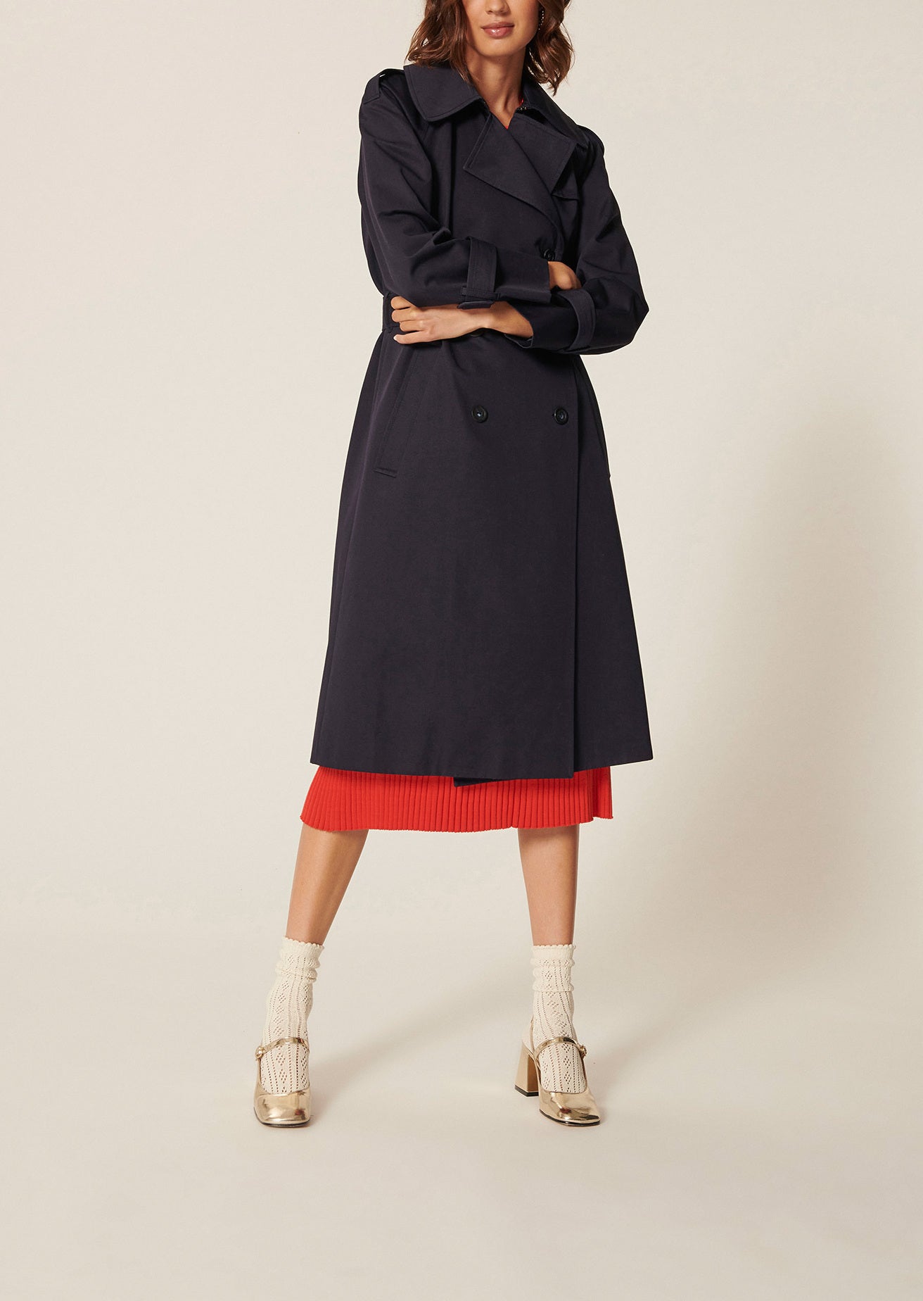 Trench-coat Indy bleu nuit en coton Faume - seconde main