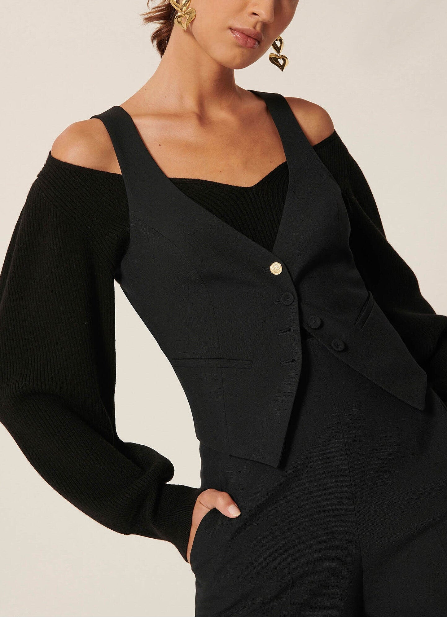 Gilet d'homme Gianna noir en toile tailleur Faume - seconde main