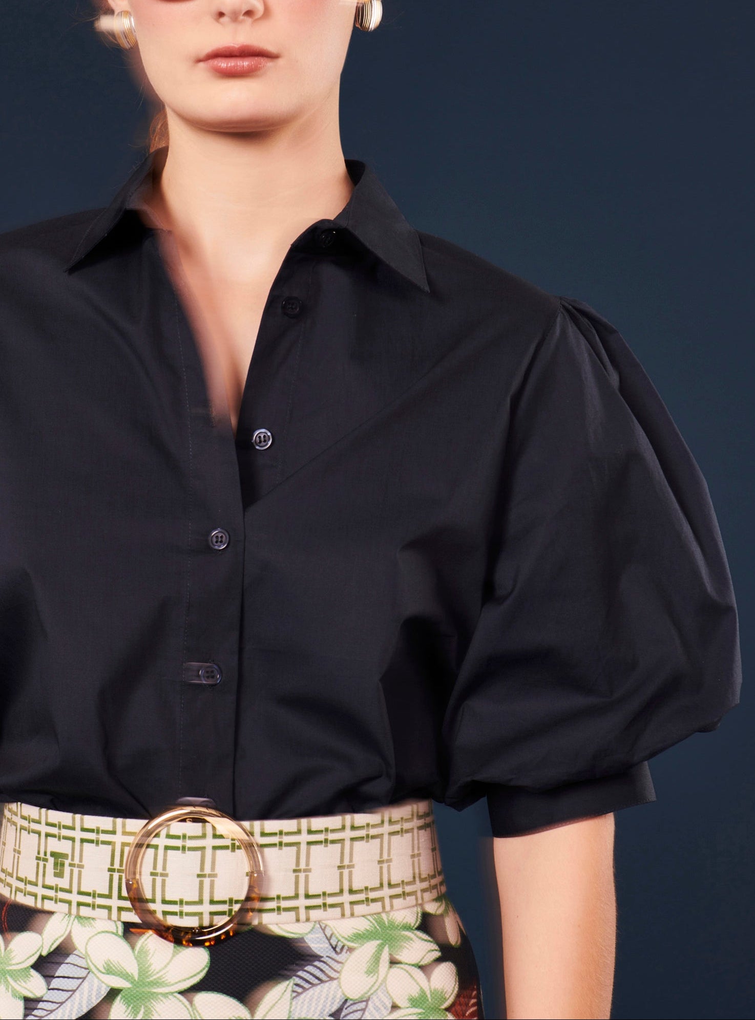 Chemise Calypso bleu nuit en popeline Faume - seconde main