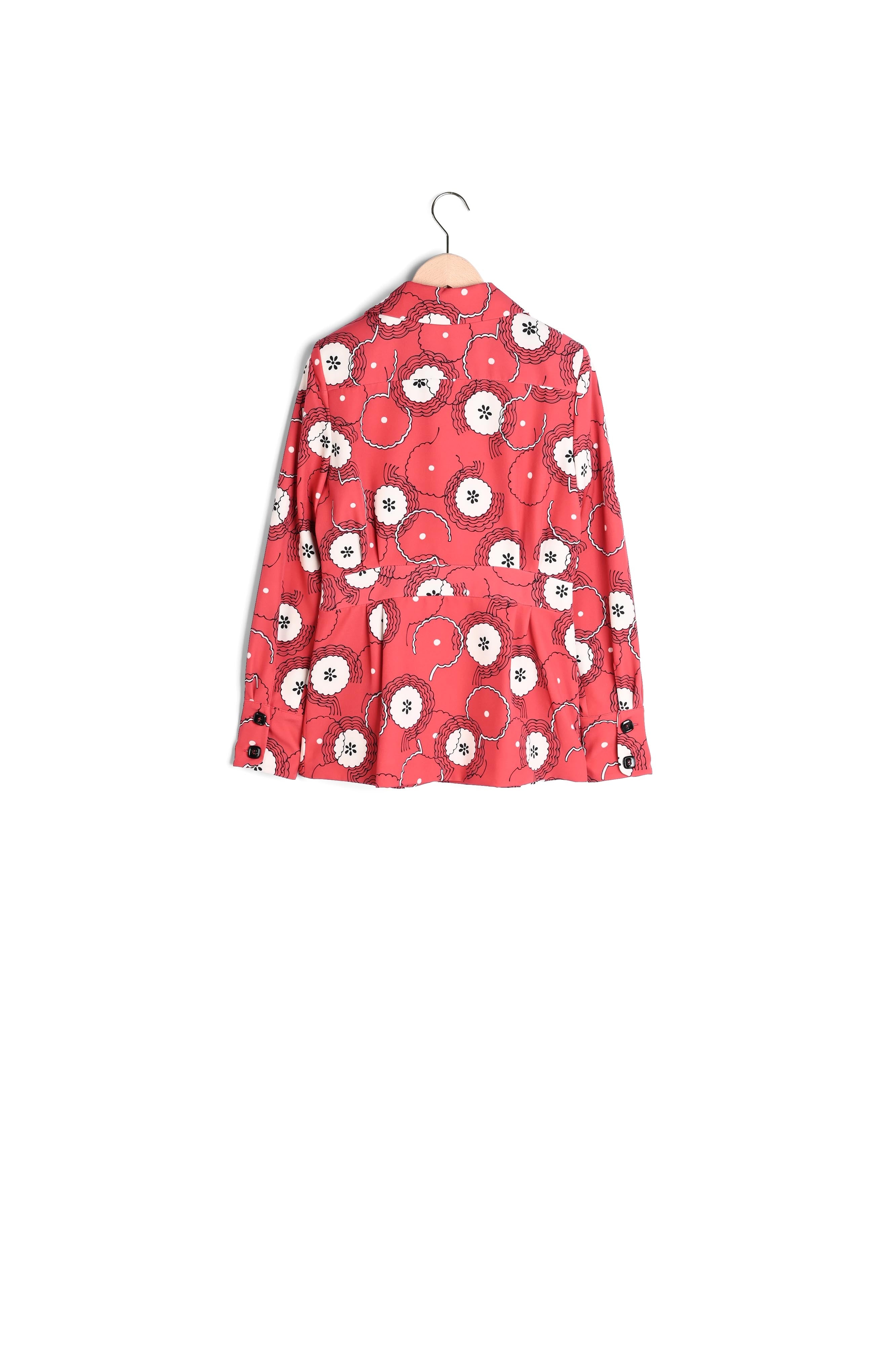 Veste Voguer rouge imprimé fleurs 70's Faume - seconde main