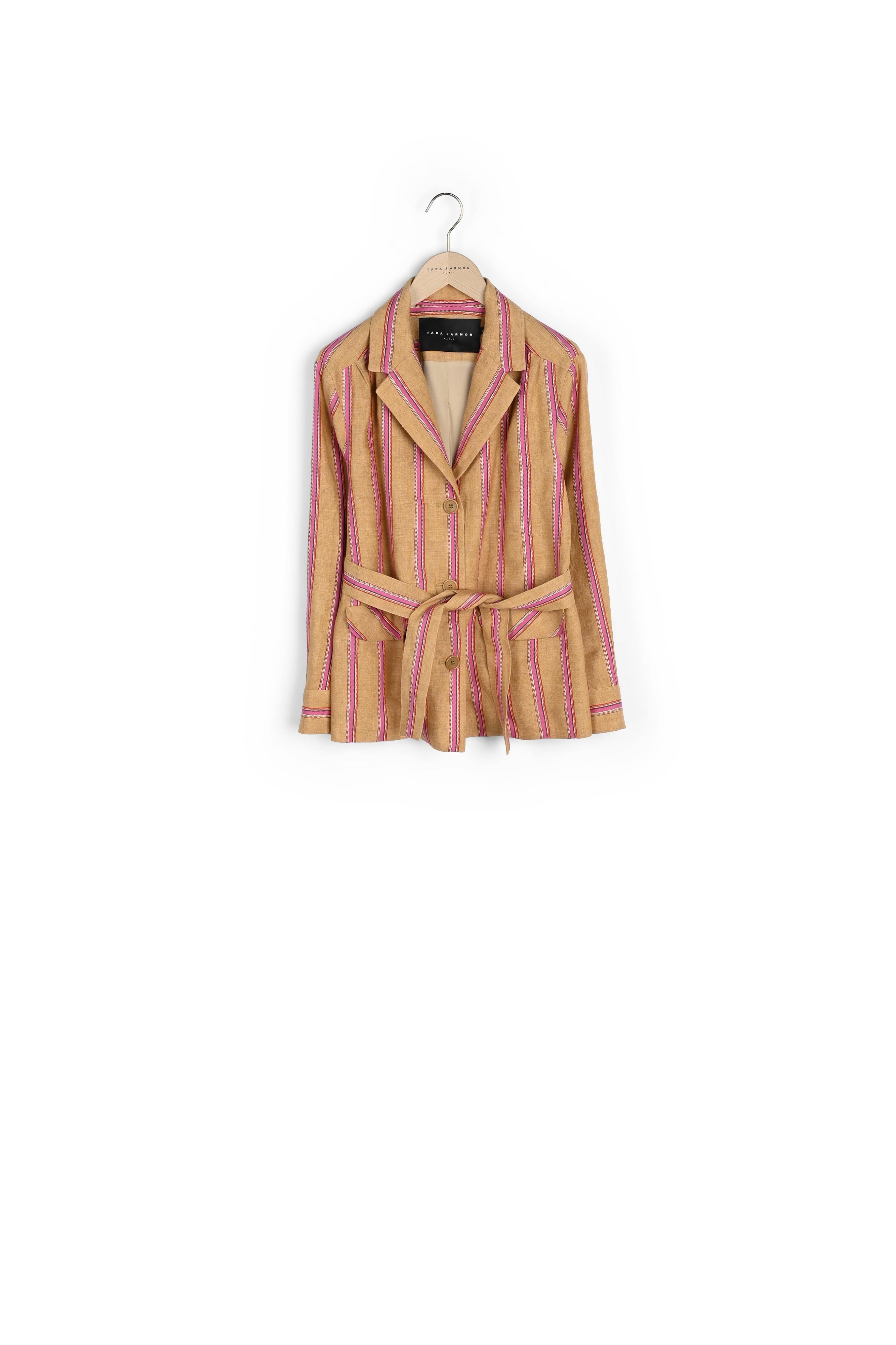 Veste en lin à rayures roses Faume - seconde main