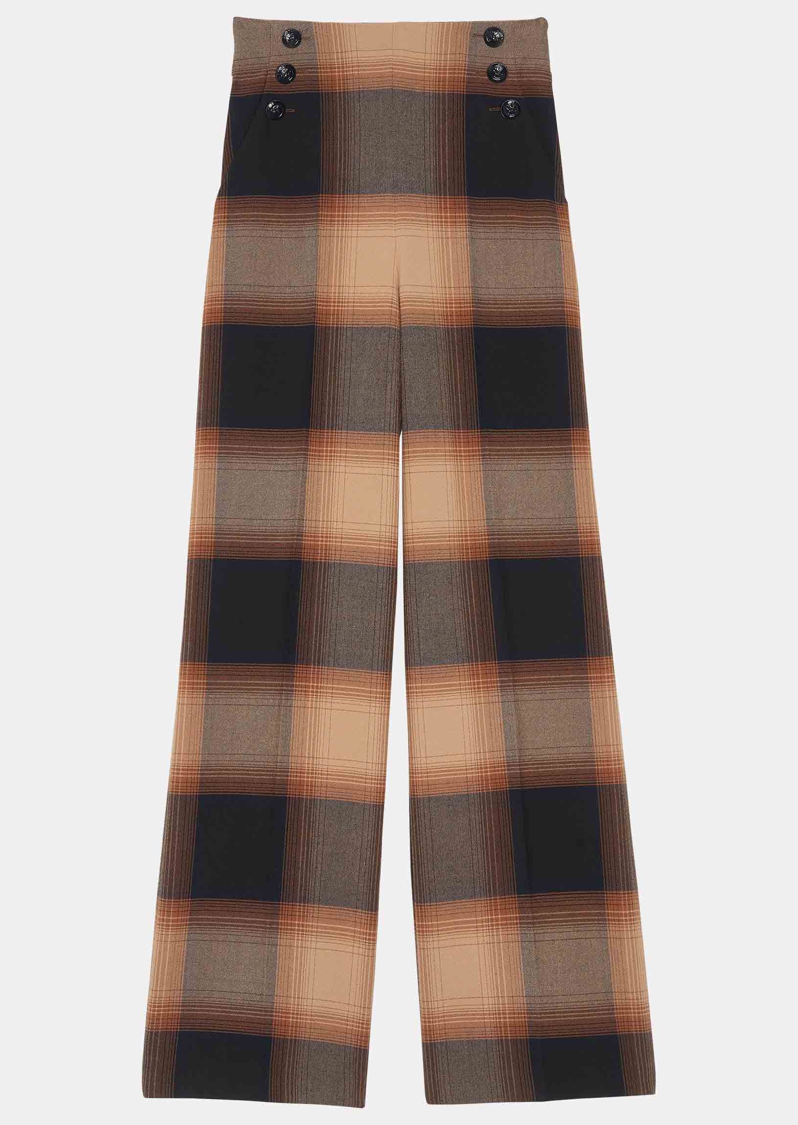 Pantalon Pilar camel en tartan Faume - seconde main