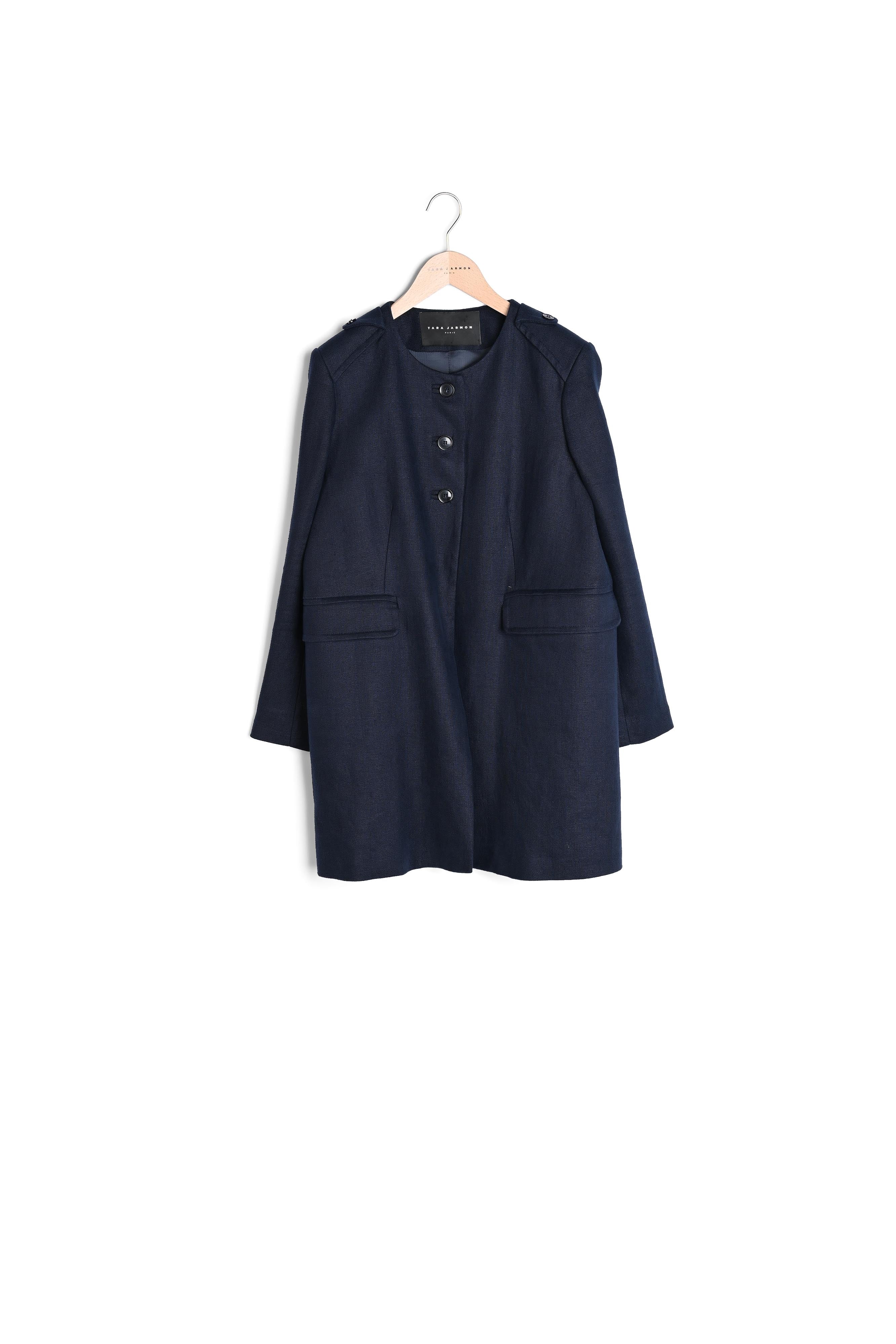 Manteau Martina bleu nuit en lin Faume - seconde main