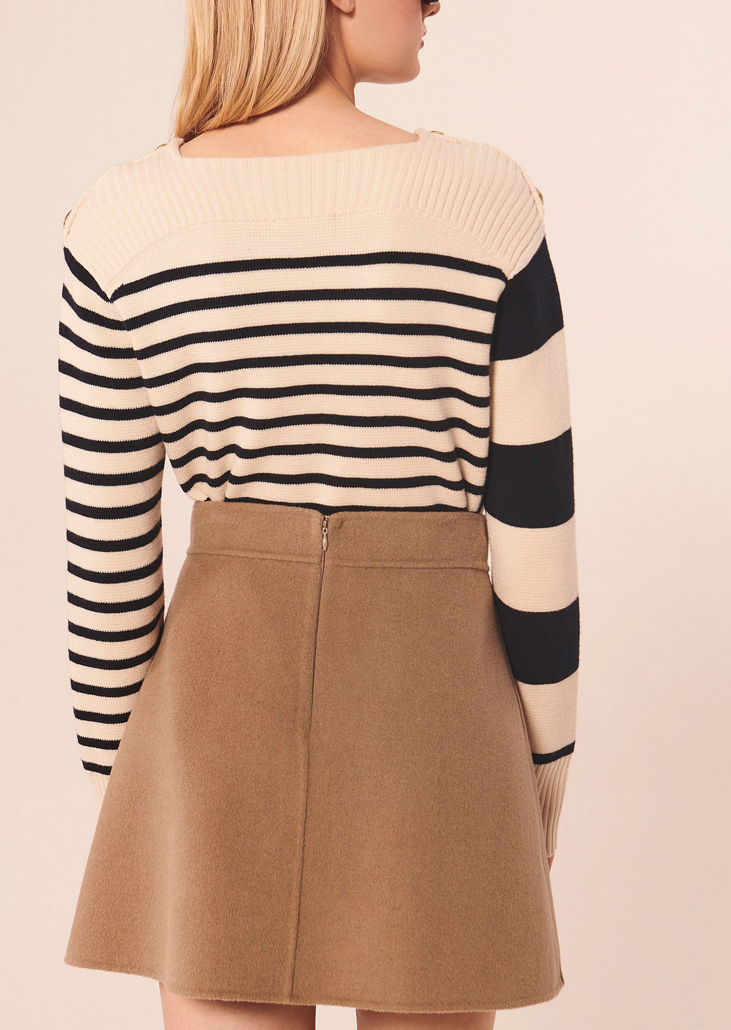 Jupe Jaina beige en laine double face Faume - seconde main