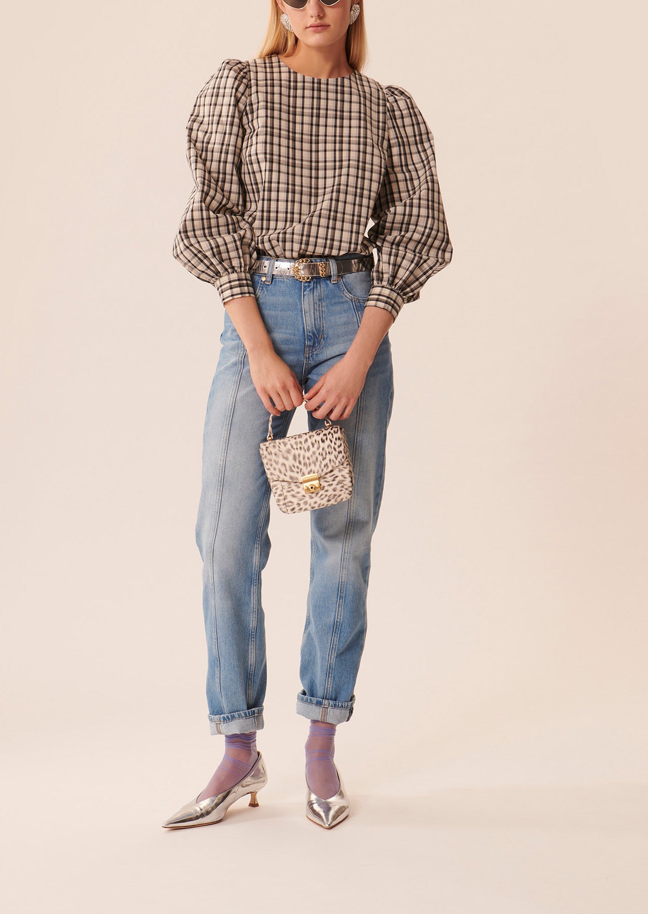 Top Tonina écrue à carreaux en popeline Faume - seconde main