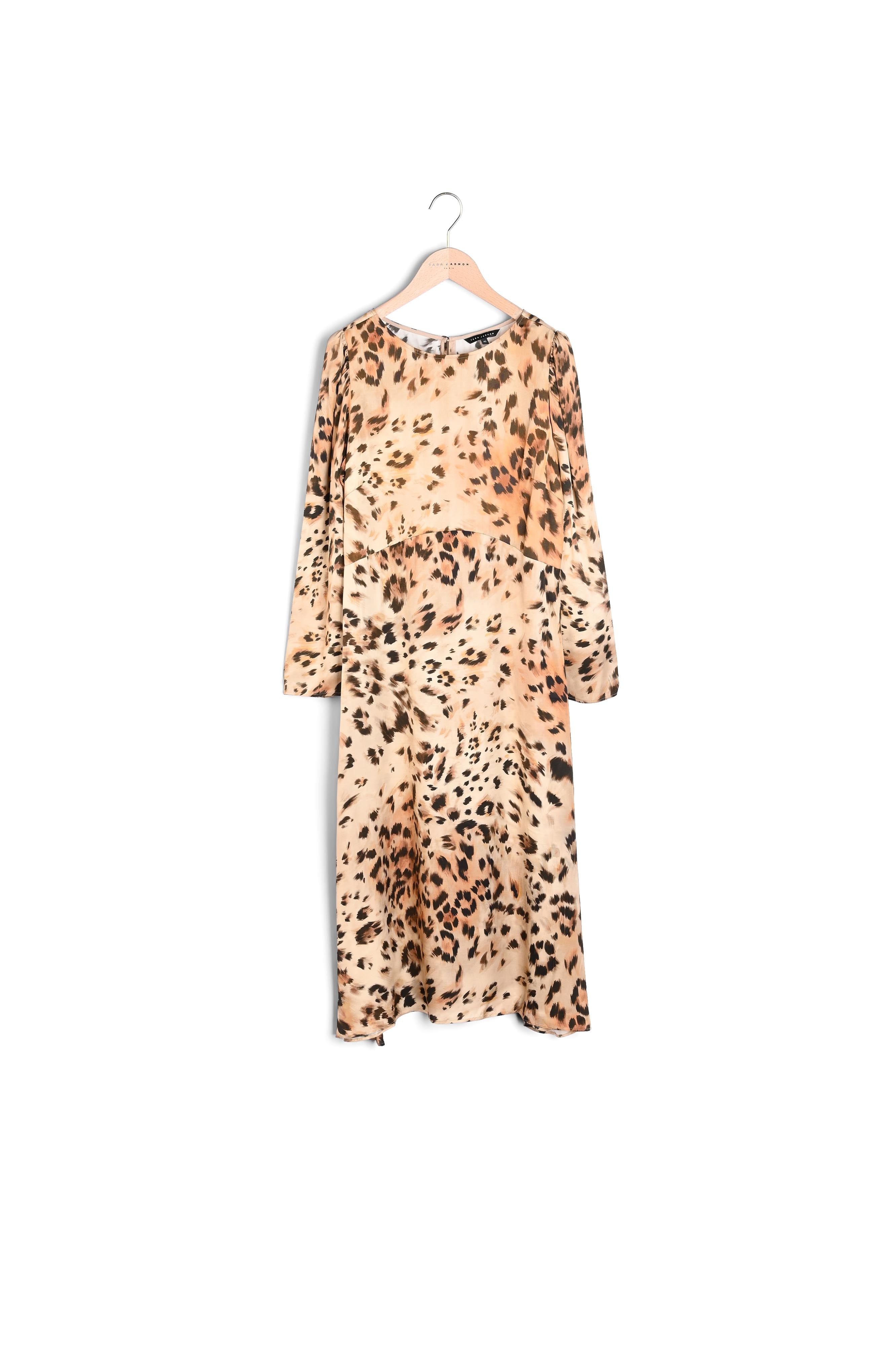 Robe Rozica imprimé léopard sur satin viscose Faume - seconde main