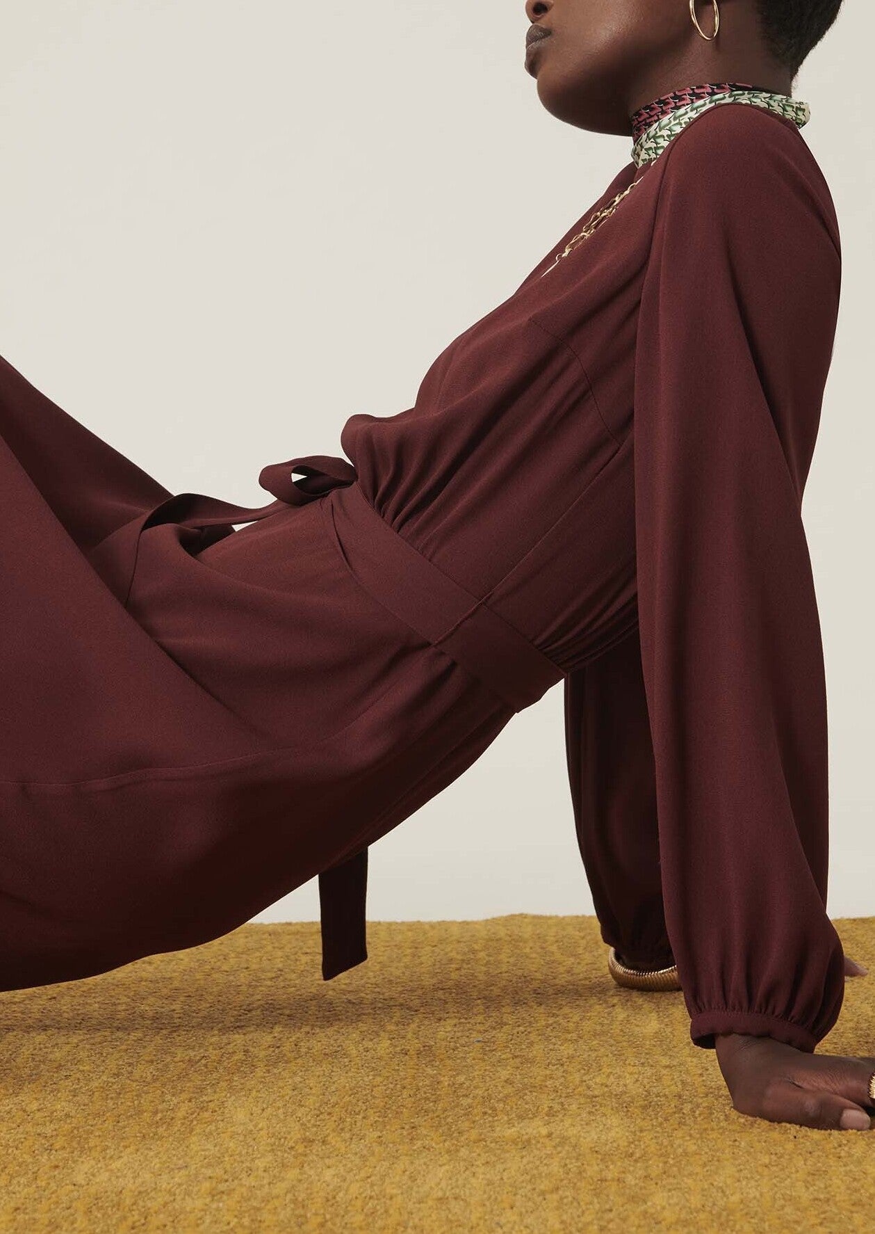 Robe Rilly bordeaux en crêpe envers satin Faume - seconde main