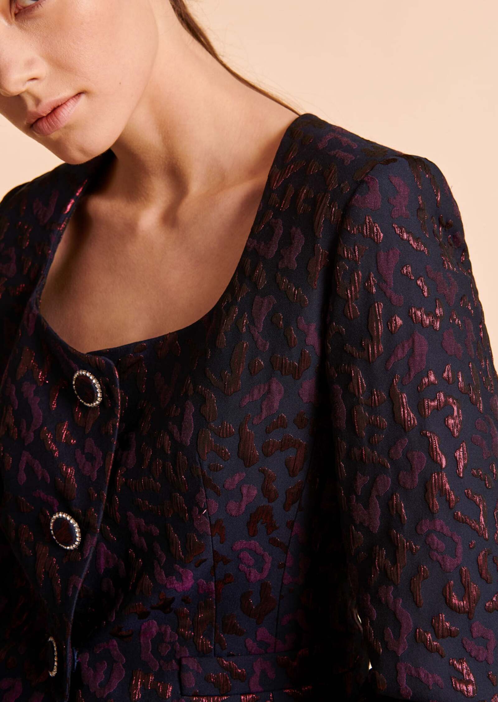 Veste Vénus en jacquard léopard lurex Faume - seconde main