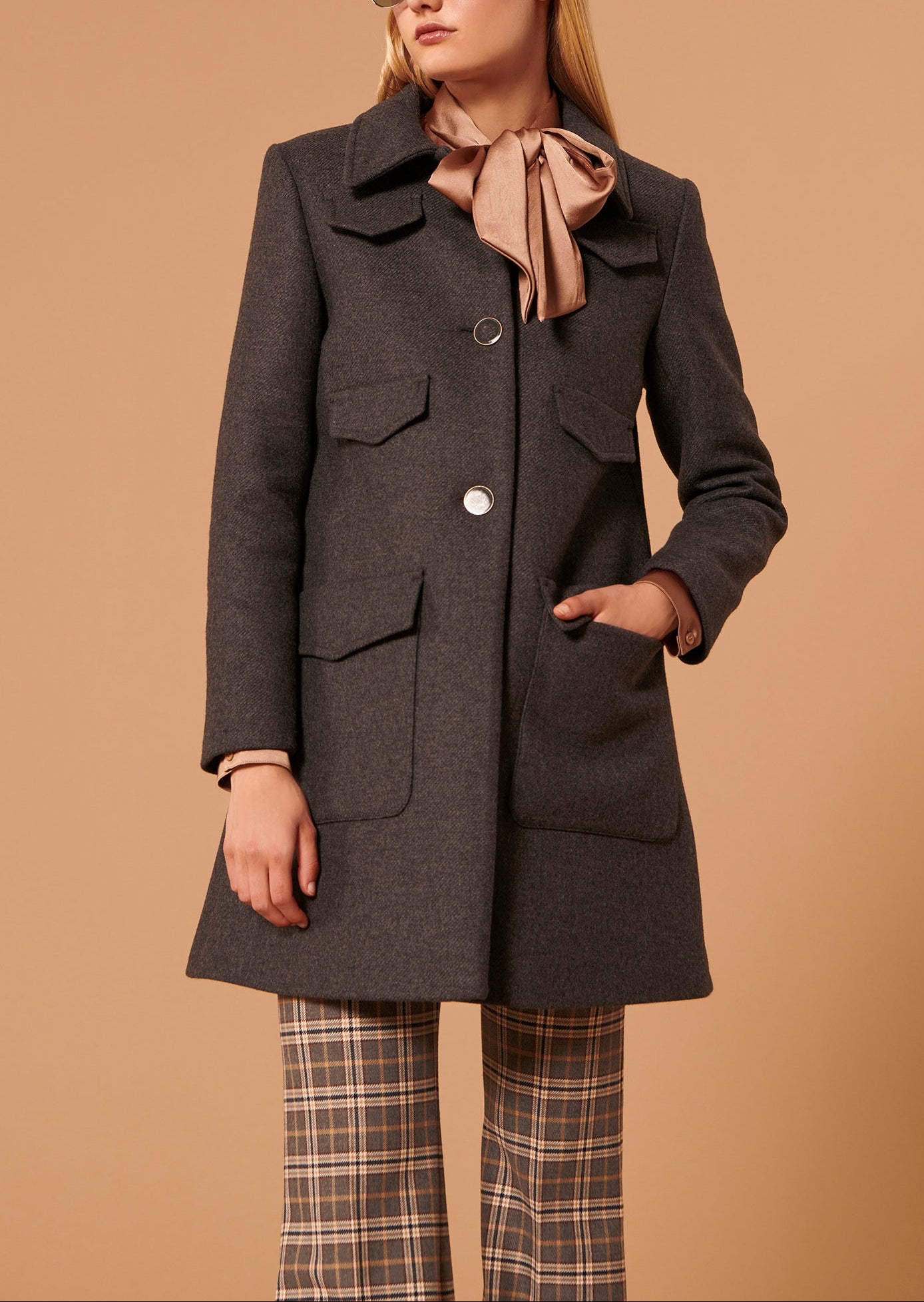 Manteau Marin gris en drap caban Faume - seconde main