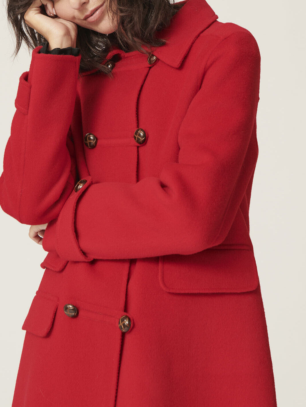 Manteau Melinda rouge en laine double face Faume - seconde main