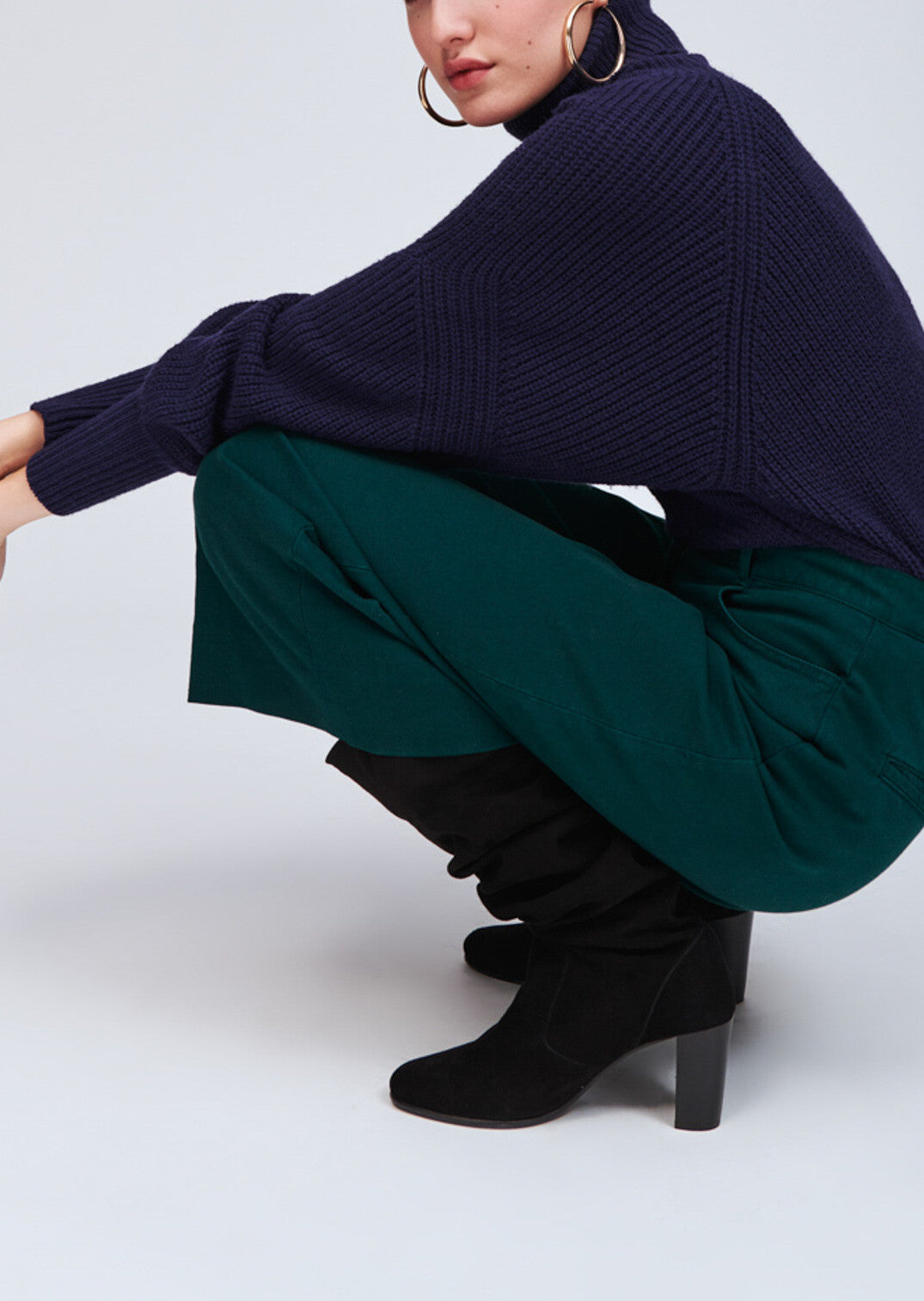 Pantalon 3/4 en toile denim vert jade Faume - seconde main