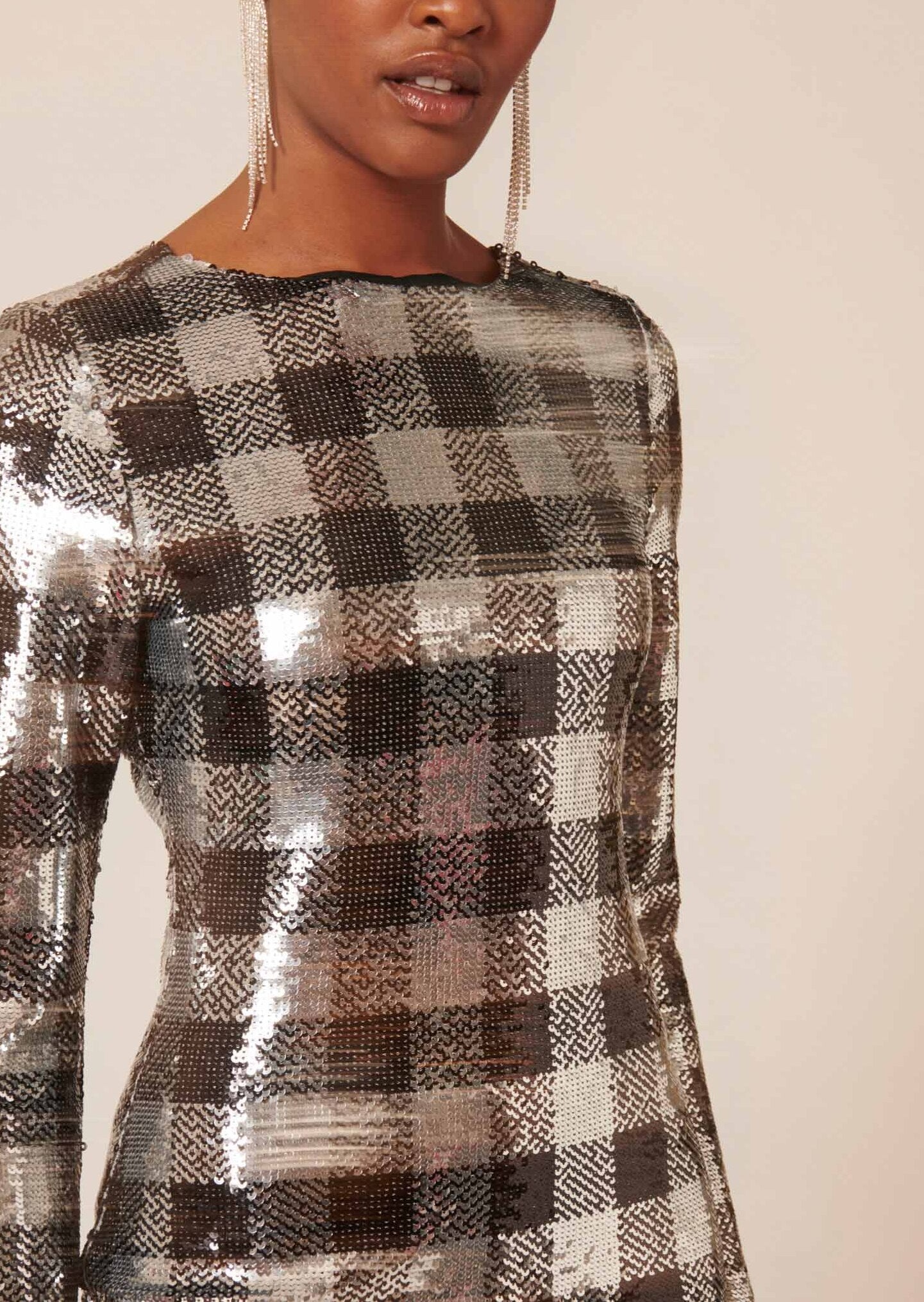 Robe Rory noire à carreaux en sequin Faume - seconde main