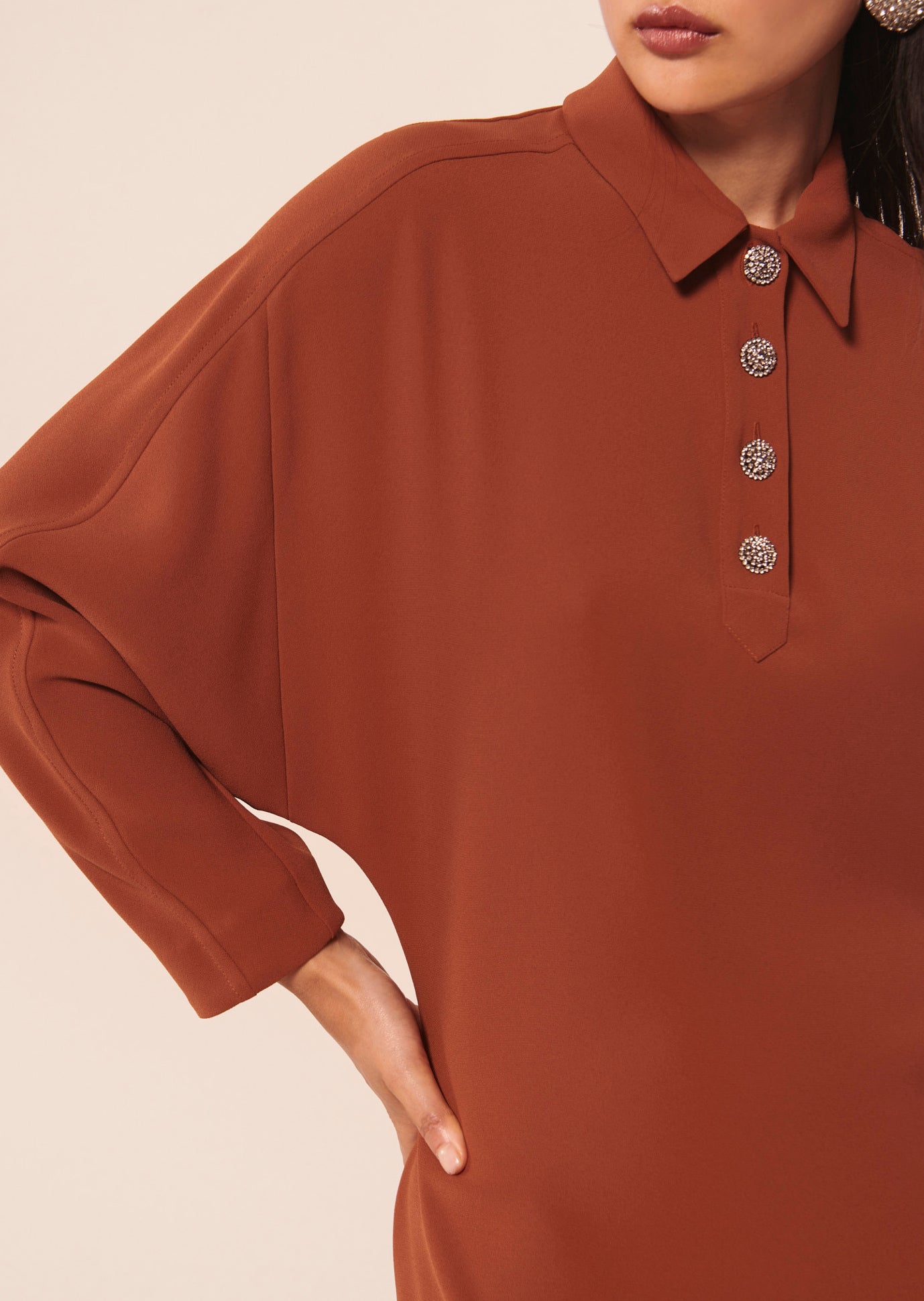 Robe Reva marron en crêpe Faume - seconde main