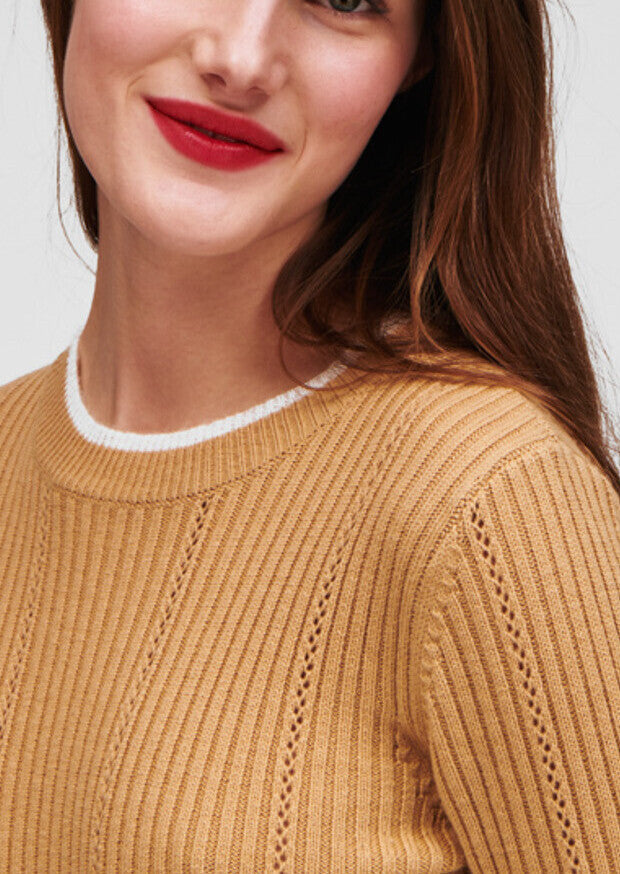 Maille pointelle camel et détails mohair Faume - seconde main