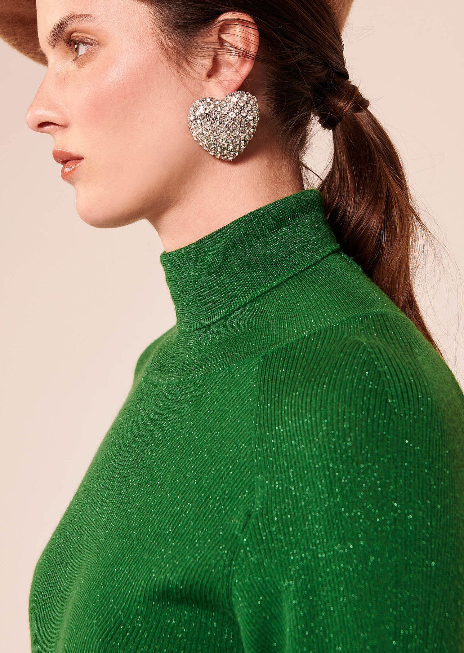 Pull Precious vert émeraude en laine et lurex Faume - seconde main