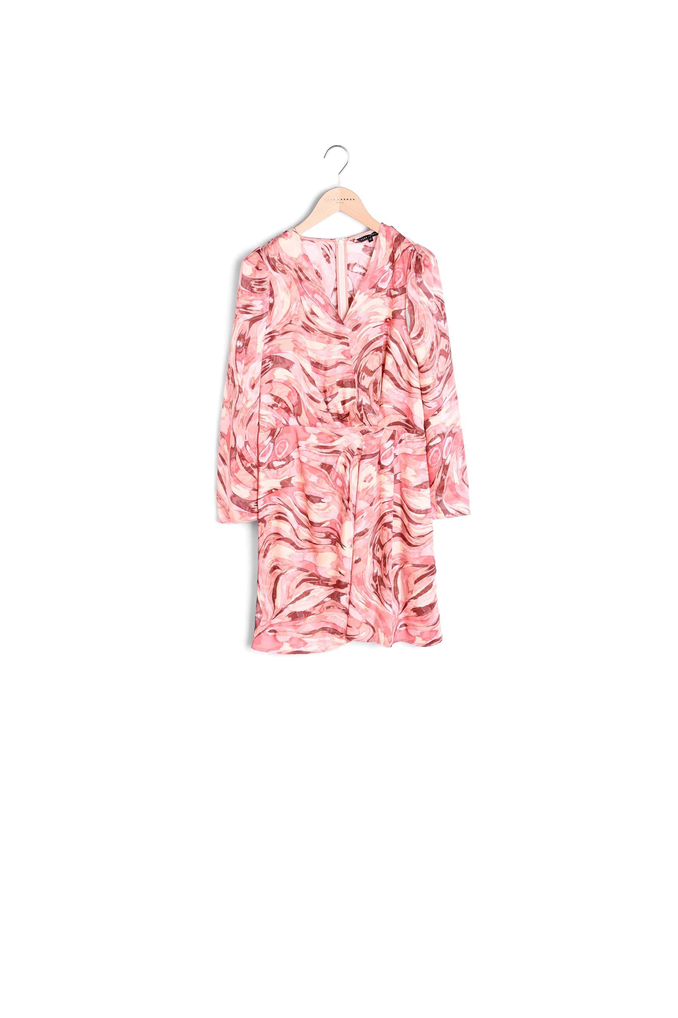 Robe courte Revelyne rose imprimé plumes Faume - seconde main