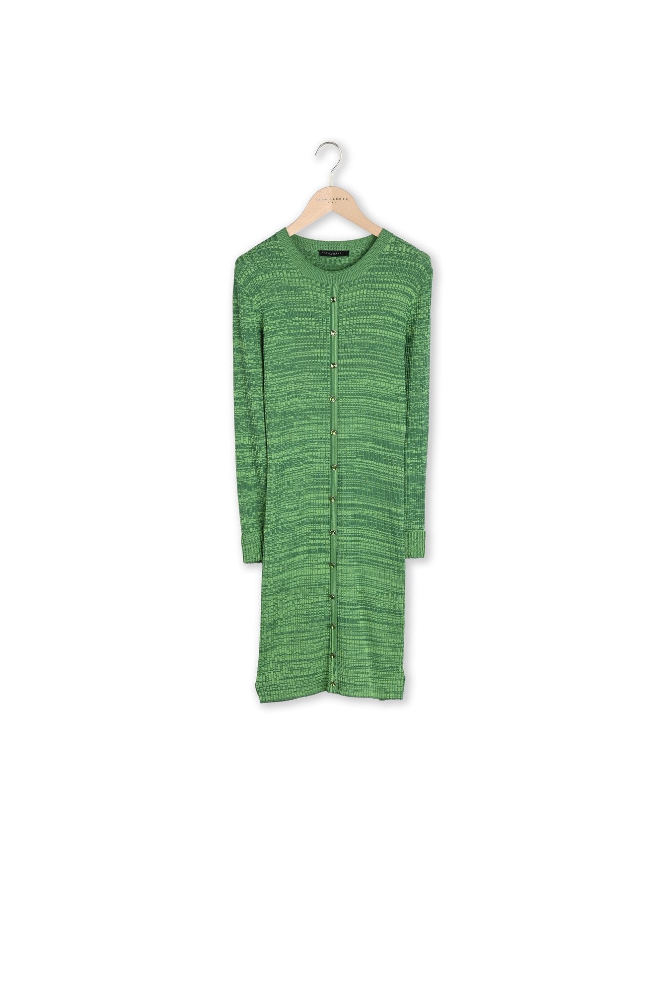Robe Ralie vert chiné côtelée Faume - seconde main