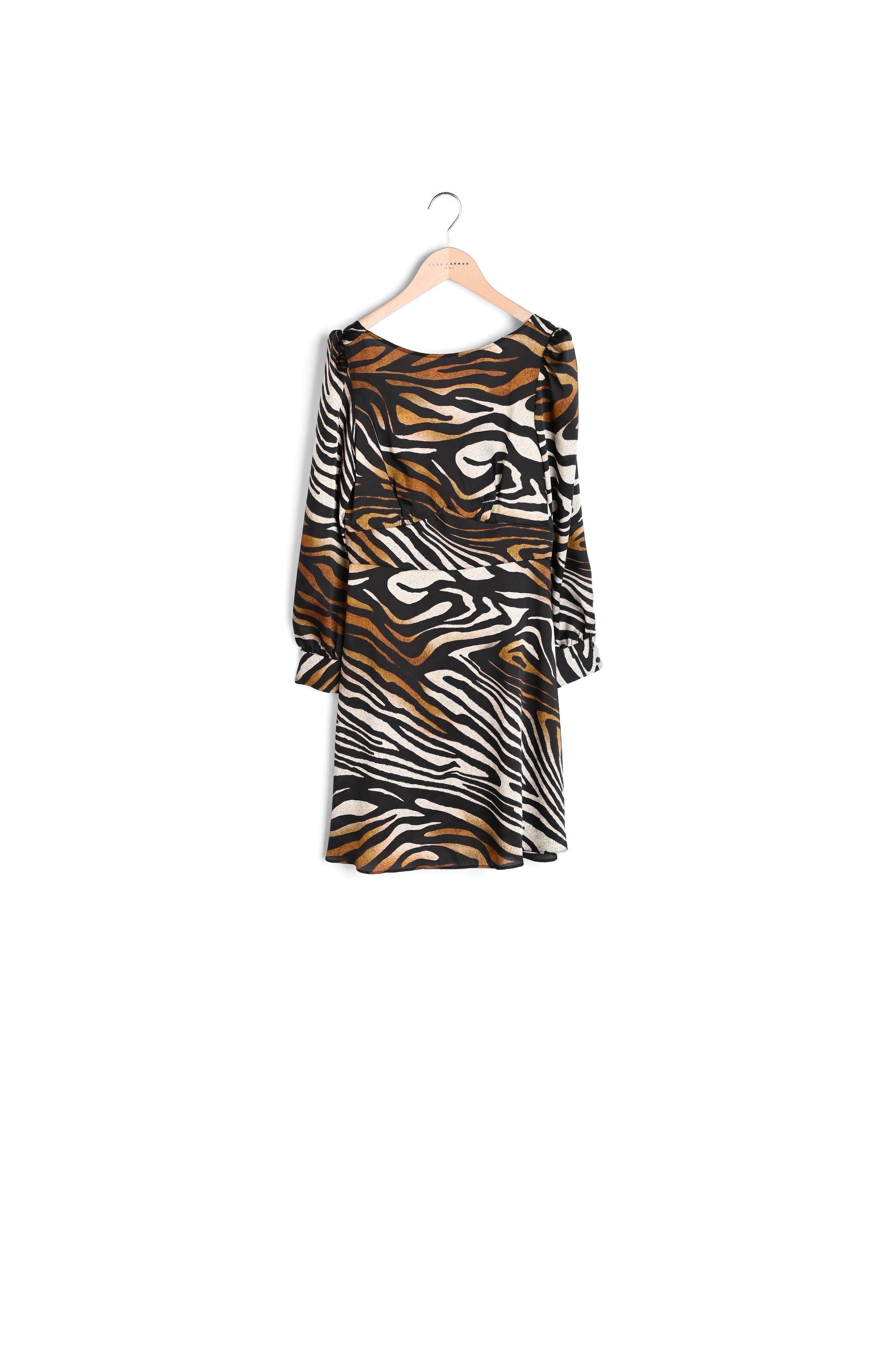 Robe Renette ajustée noire imprimé zèbre en viscose Faume - seconde main