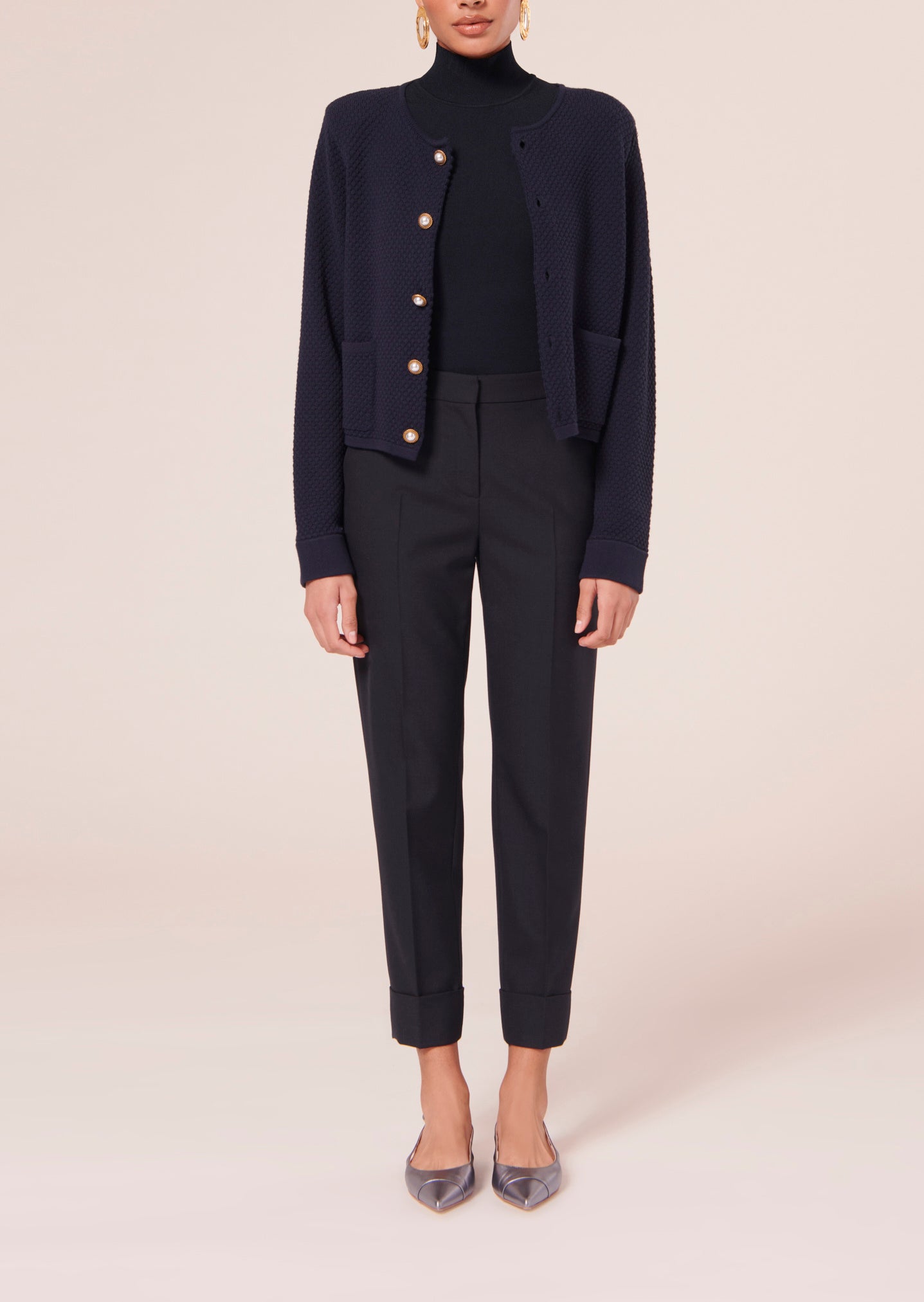 Pantalon Philippa bleu nuit en laine froide Faume - seconde main